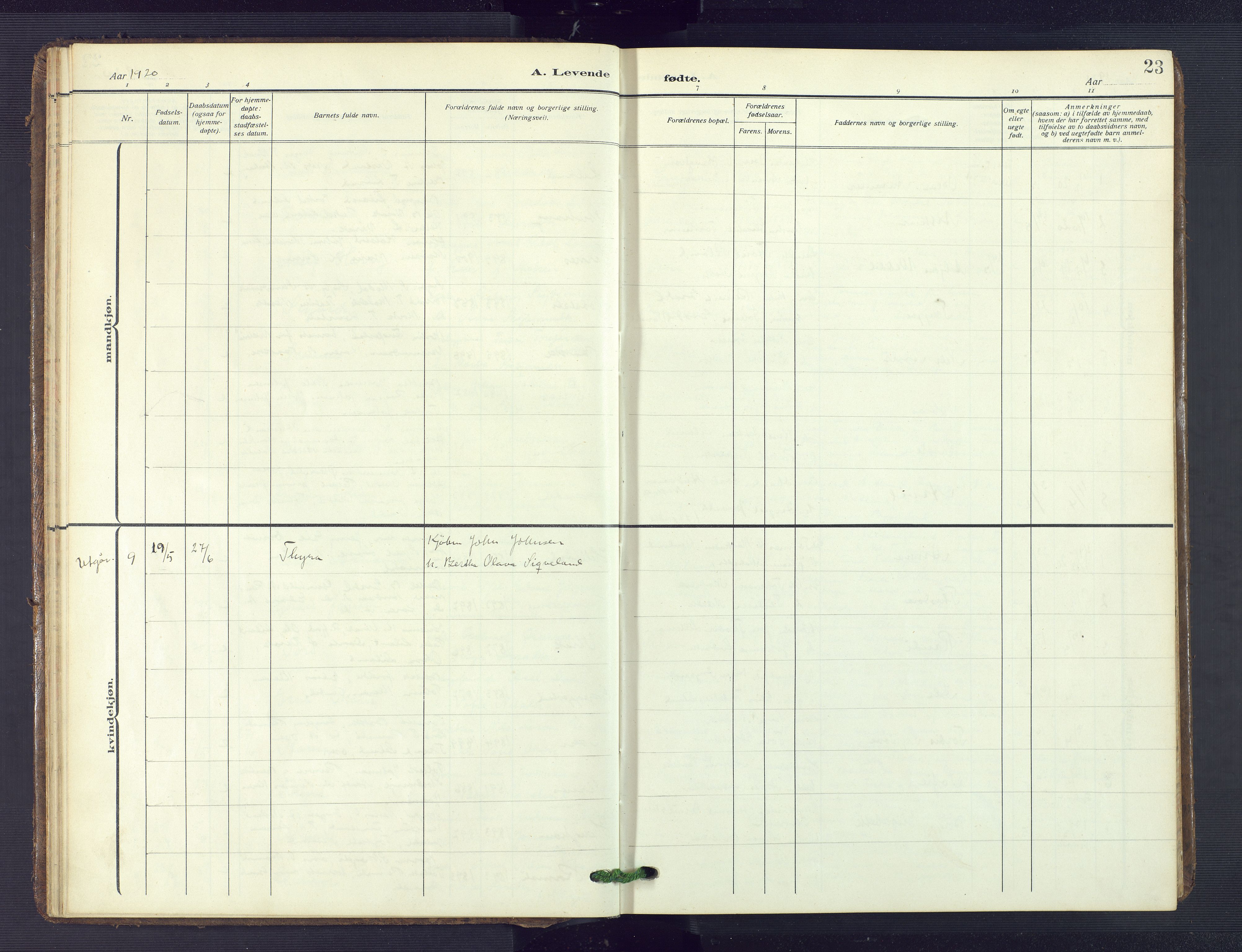 Bakke sokneprestkontor, AV/SAK-1111-0002/F/Fb/Fba/L0004: Parish register (copy) no. B 4, 1911-1946, p. 23