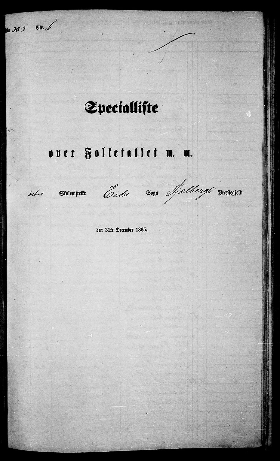 RA, 1865 census for Fjelberg, 1865, p. 52
