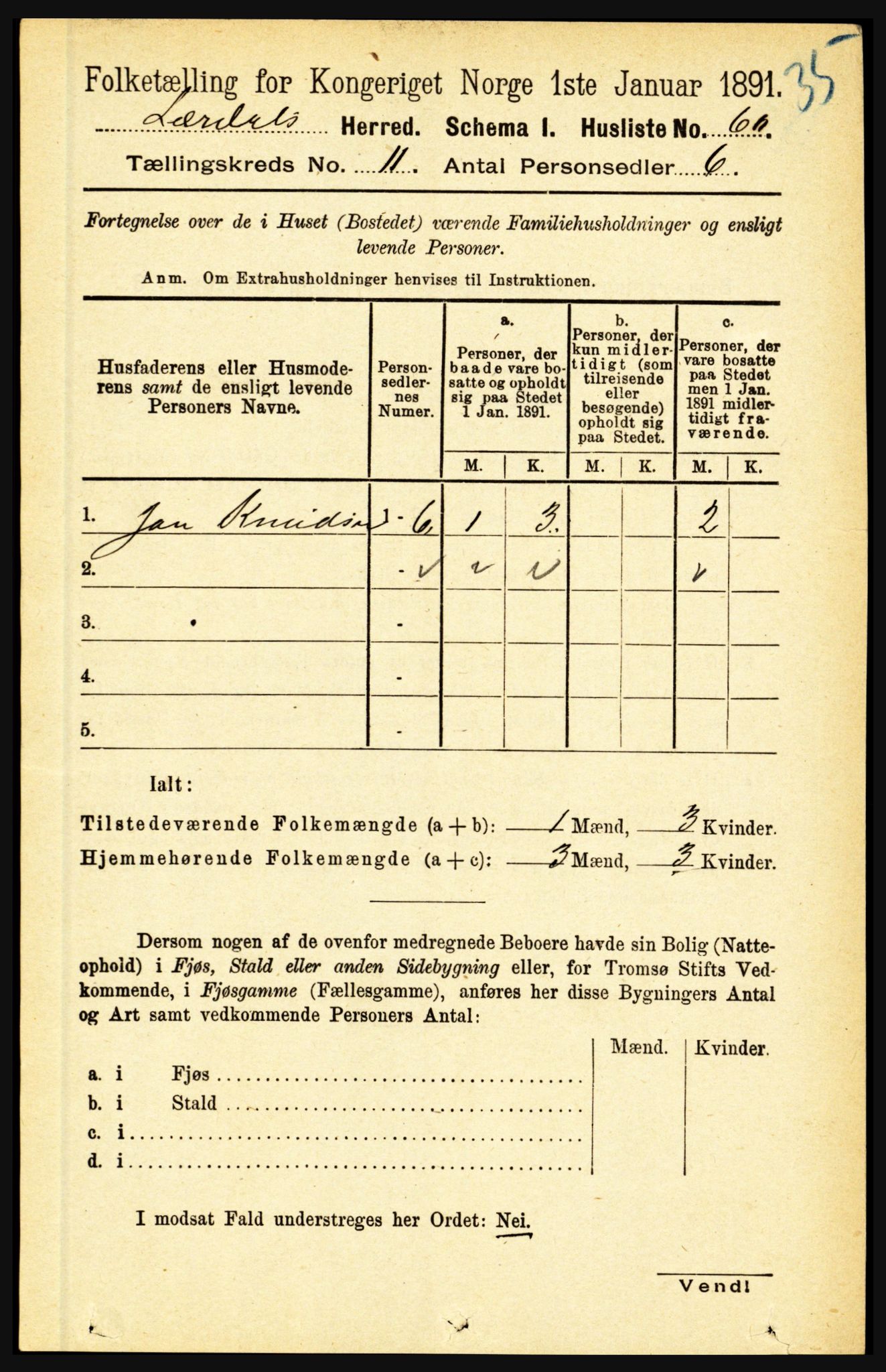 RA, 1891 census for 1422 Lærdal, 1891, p. 2156
