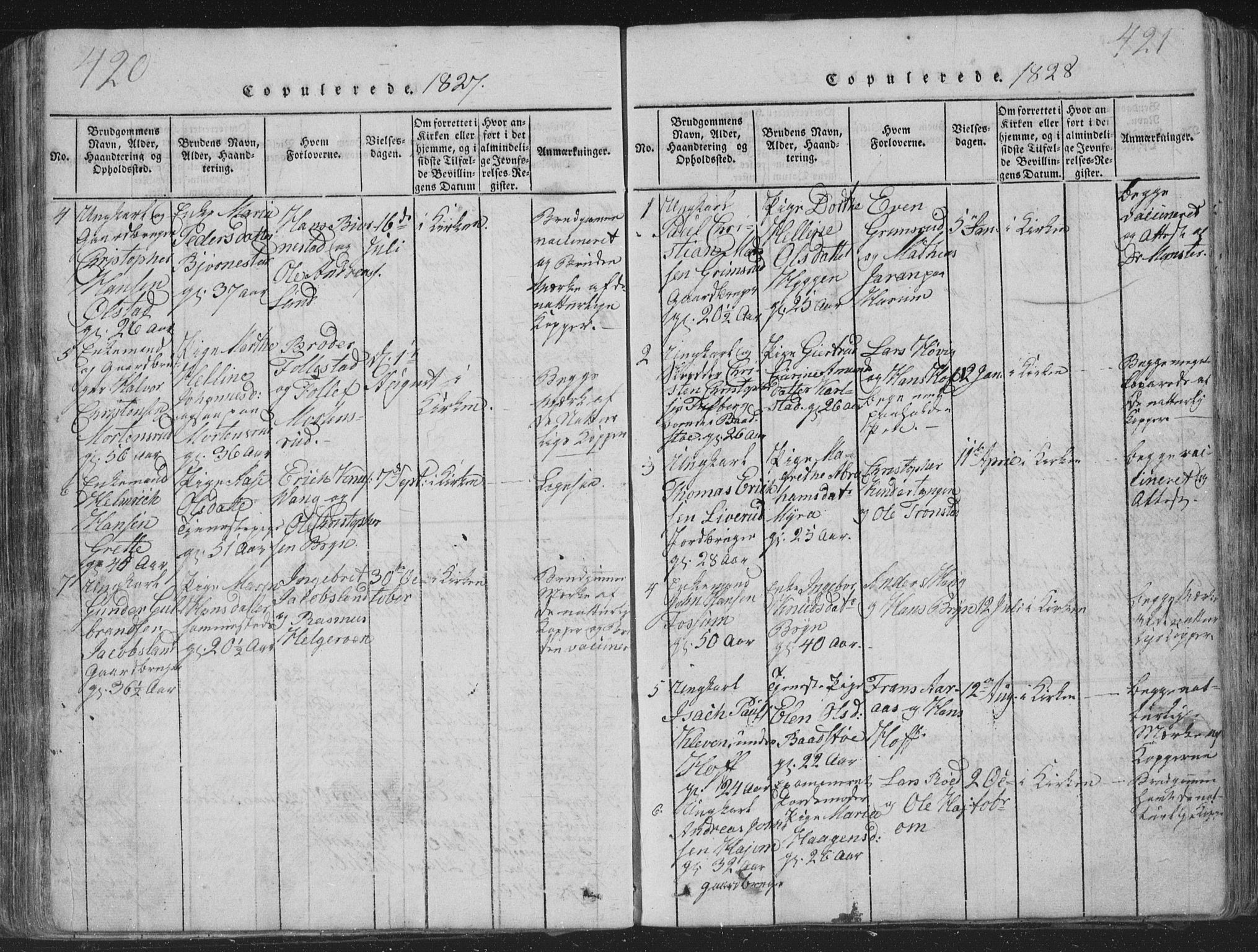 Røyken kirkebøker, SAKO/A-241/G/Ga/L0003: Parish register (copy) no. 3, 1814-1856, p. 420-421