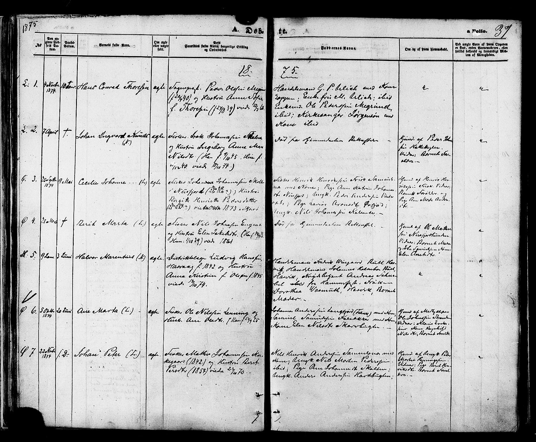 Loppa sokneprestkontor, AV/SATØ-S-1339/H/Ha/L0005kirke: Parish register (official) no. 5, 1869-1878, p. 37