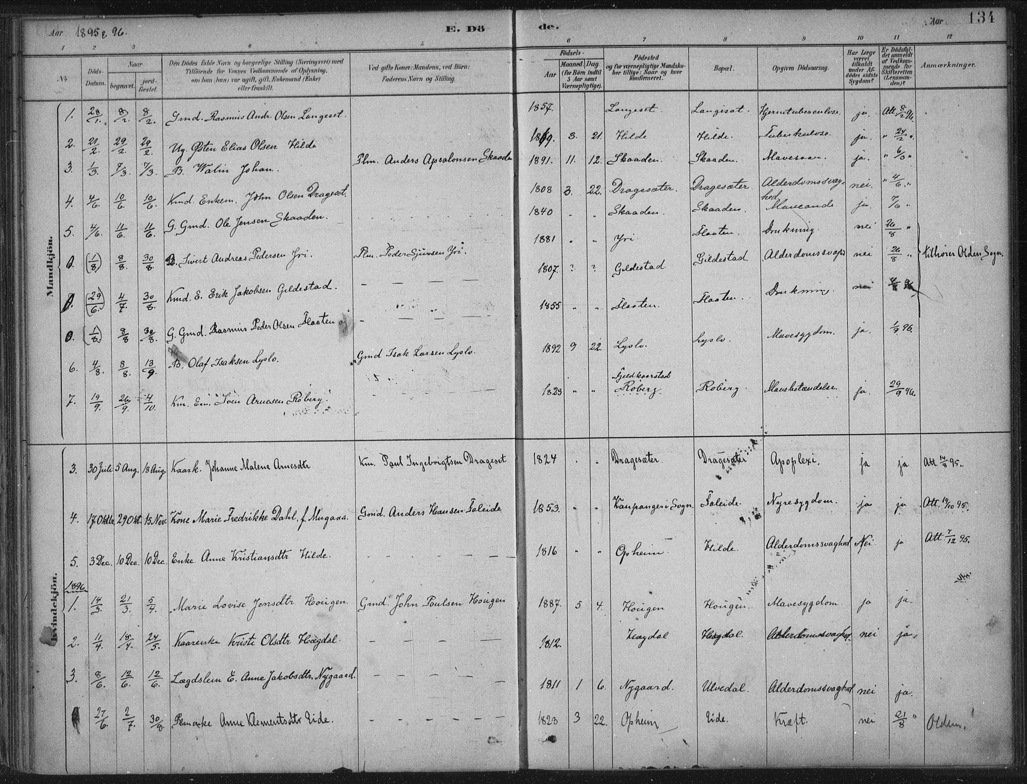 Innvik sokneprestembete, AV/SAB-A-80501: Parish register (official) no. B  1, 1879-1902, p. 134