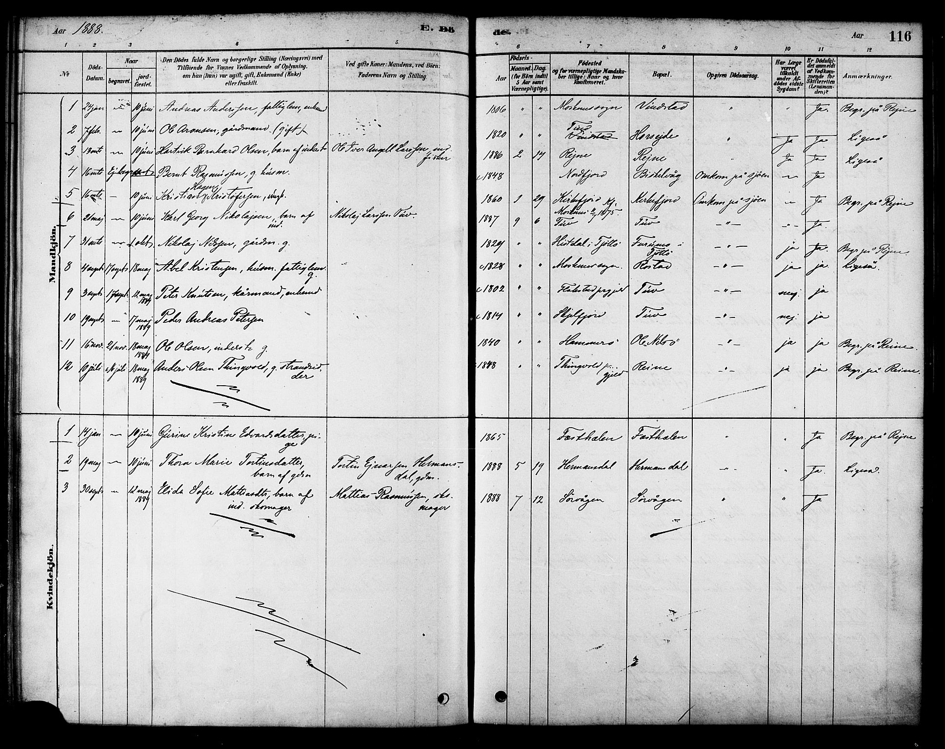 Ministerialprotokoller, klokkerbøker og fødselsregistre - Nordland, AV/SAT-A-1459/886/L1219: Parish register (official) no. 886A01, 1878-1892, p. 116