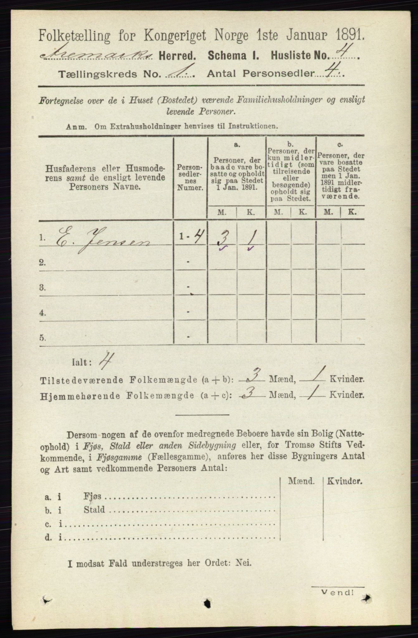 RA, 1891 census for 0118 Aremark, 1891, p. 30