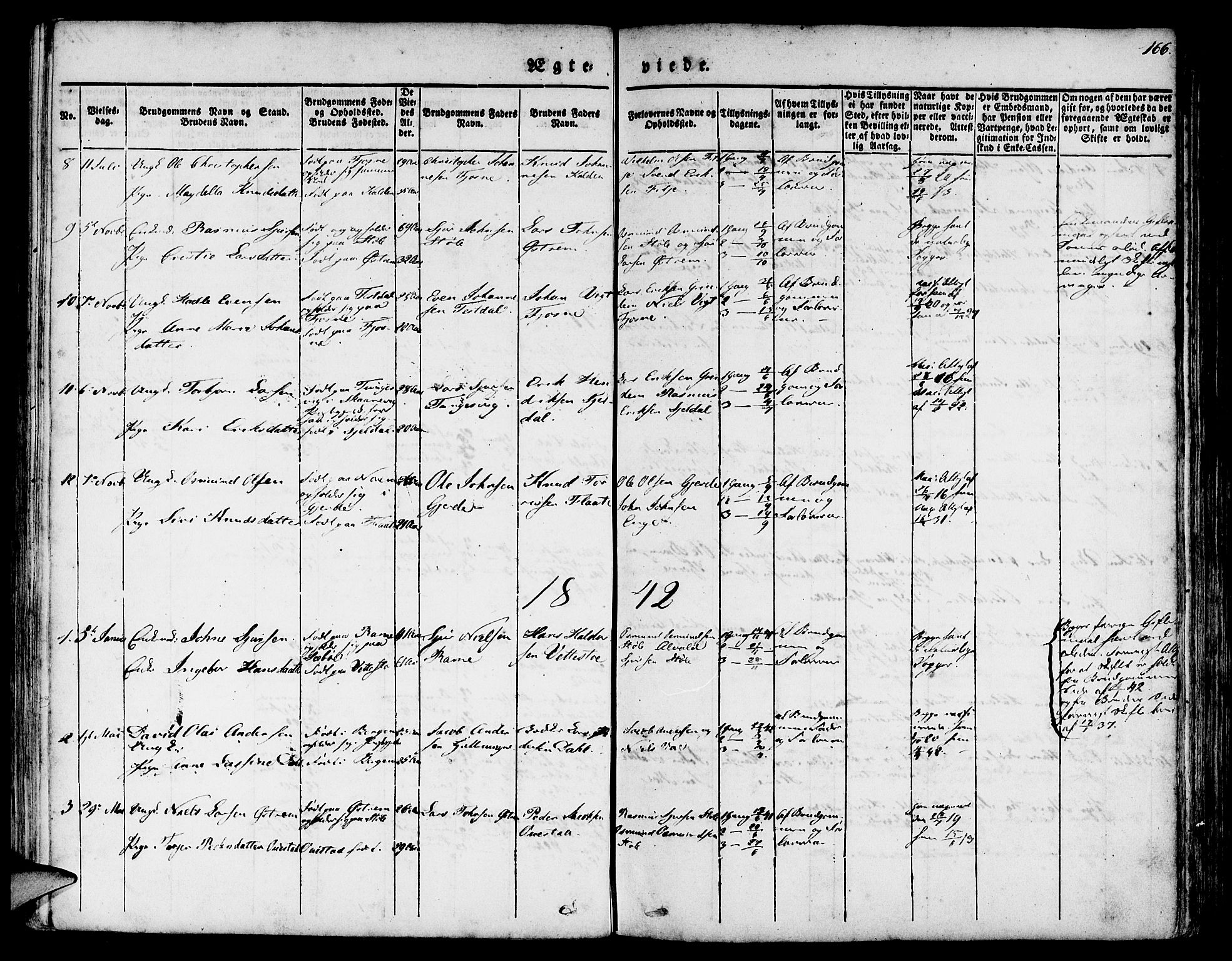 Etne sokneprestembete, SAB/A-75001/H/Haa: Parish register (official) no. A 7, 1831-1847, p. 166