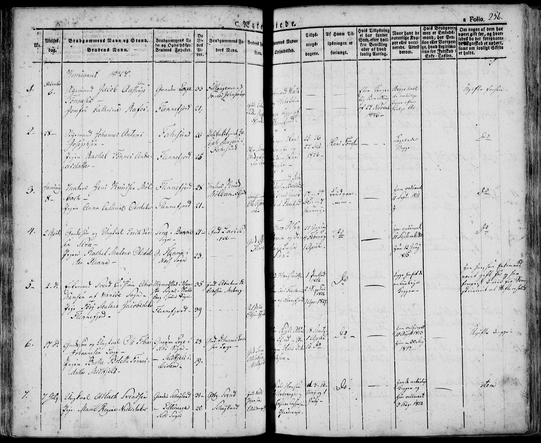 Flekkefjord sokneprestkontor, SAK/1111-0012/F/Fa/Fac/L0003: Parish register (official) no. A 3, 1826-1841, p. 256