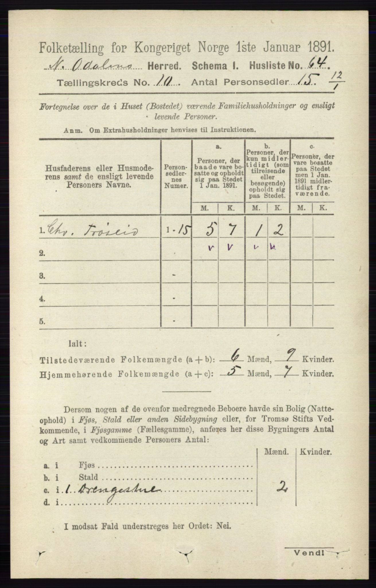 RA, 1891 census for 0418 Nord-Odal, 1891, p. 4499