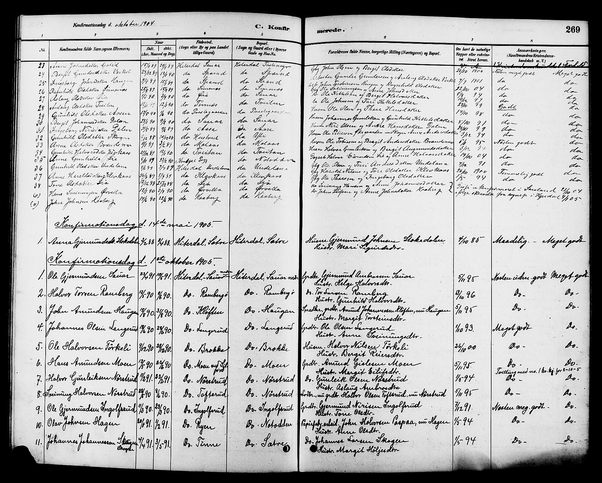 Heddal kirkebøker, SAKO/A-268/G/Ga/L0002: Parish register (copy) no. I 2, 1879-1908, p. 269