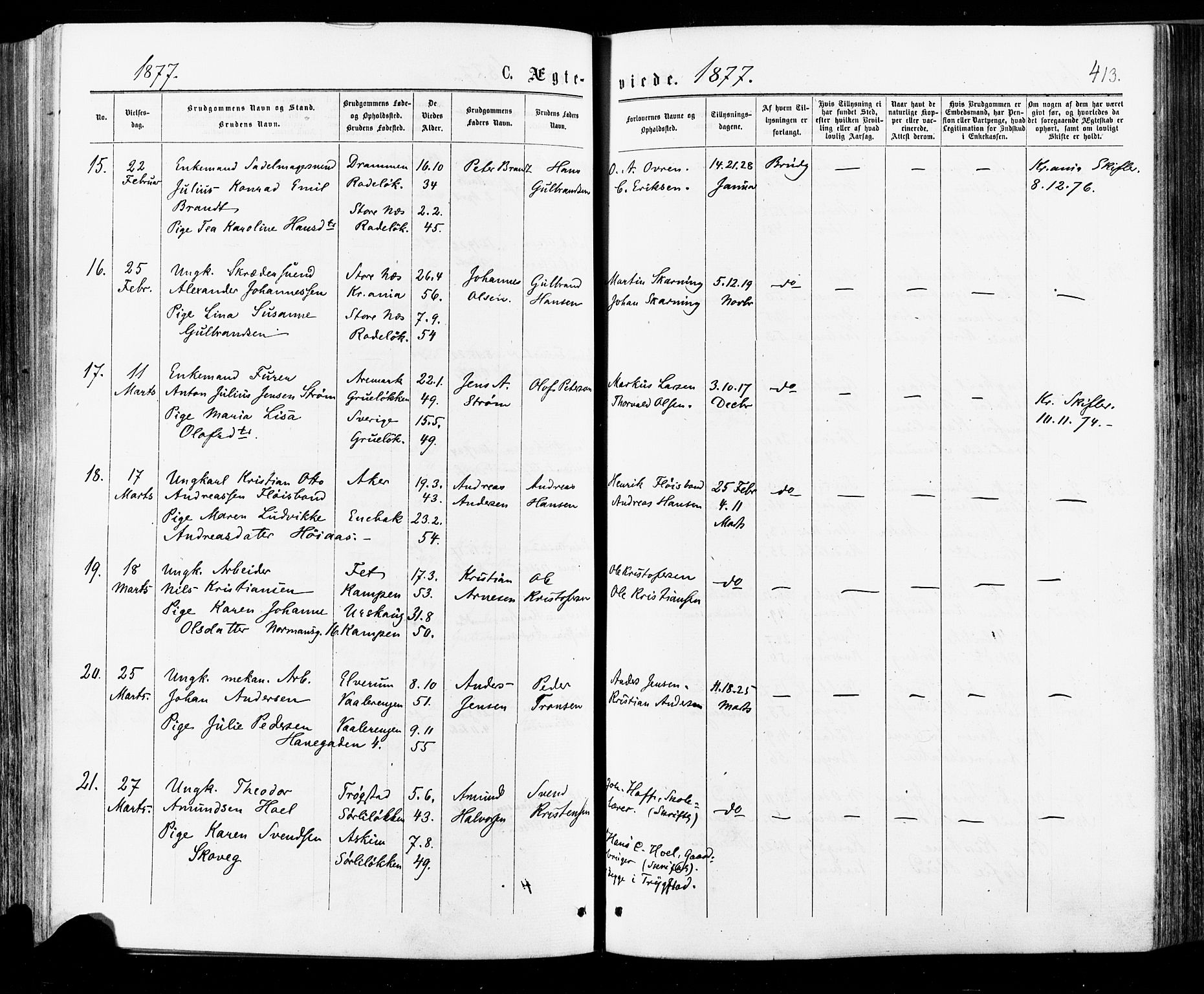 Østre Aker prestekontor Kirkebøker, AV/SAO-A-10840/F/Fa/L0004: Parish register (official) no. I 4, 1876-1889, p. 413