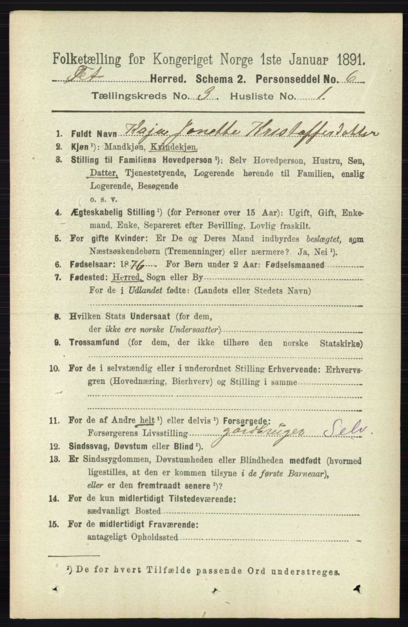 RA, 1891 census for 0227 Fet, 1891, p. 851