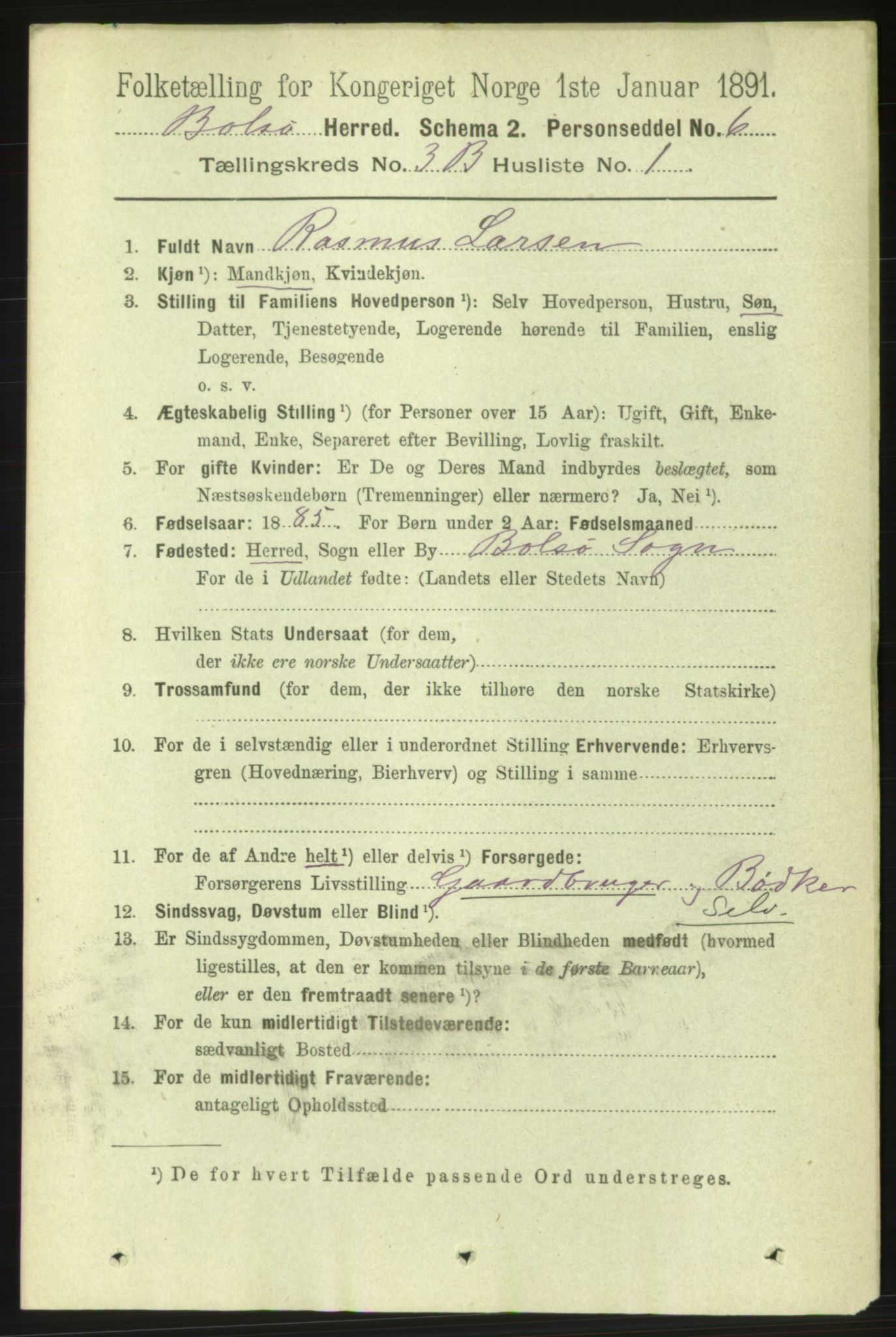 RA, 1891 census for 1544 Bolsøy, 1891, p. 2094