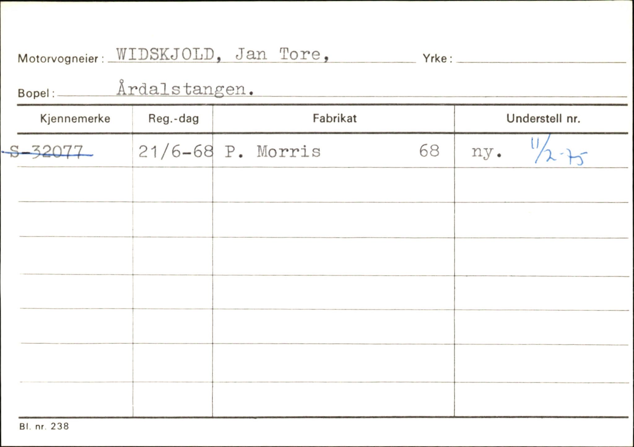 Statens vegvesen, Sogn og Fjordane vegkontor, AV/SAB-A-5301/4/F/L0146: Registerkort Årdal R-Å samt diverse kort, 1945-1975, p. 1330