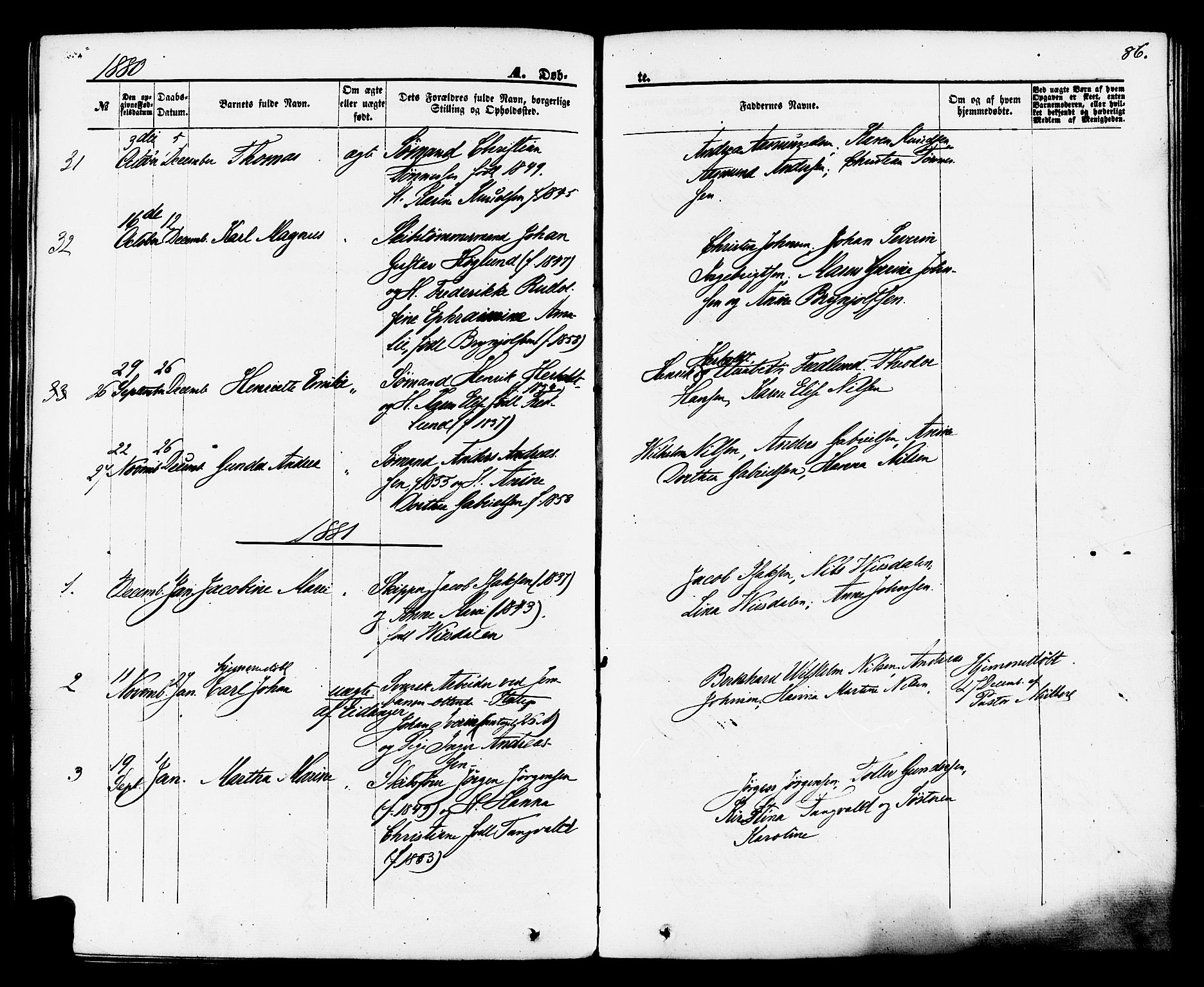 Brevik kirkebøker, AV/SAKO-A-255/F/Fa/L0006: Parish register (official) no. 6, 1866-1881, p. 86