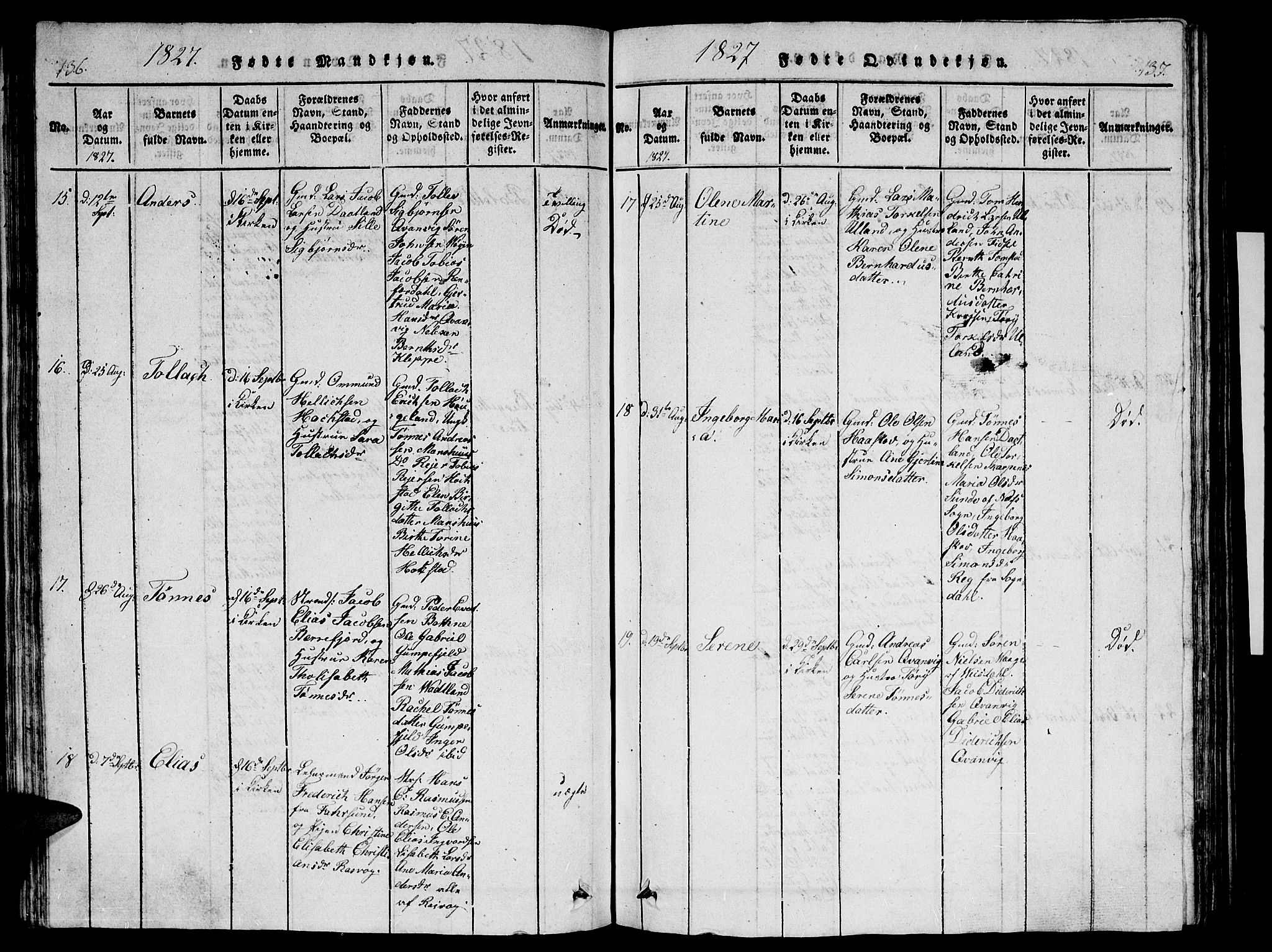 Flekkefjord sokneprestkontor, AV/SAK-1111-0012/F/Fb/Fbb/L0001: Parish register (copy) no. B 1, 1815-1830, p. 136-137