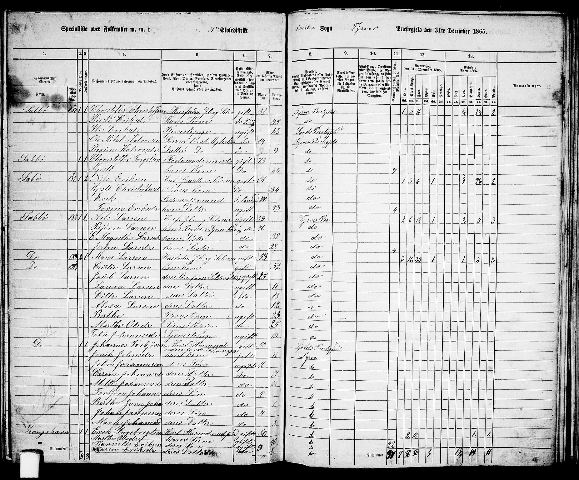 RA, 1865 census for Tysvær, 1865, p. 102