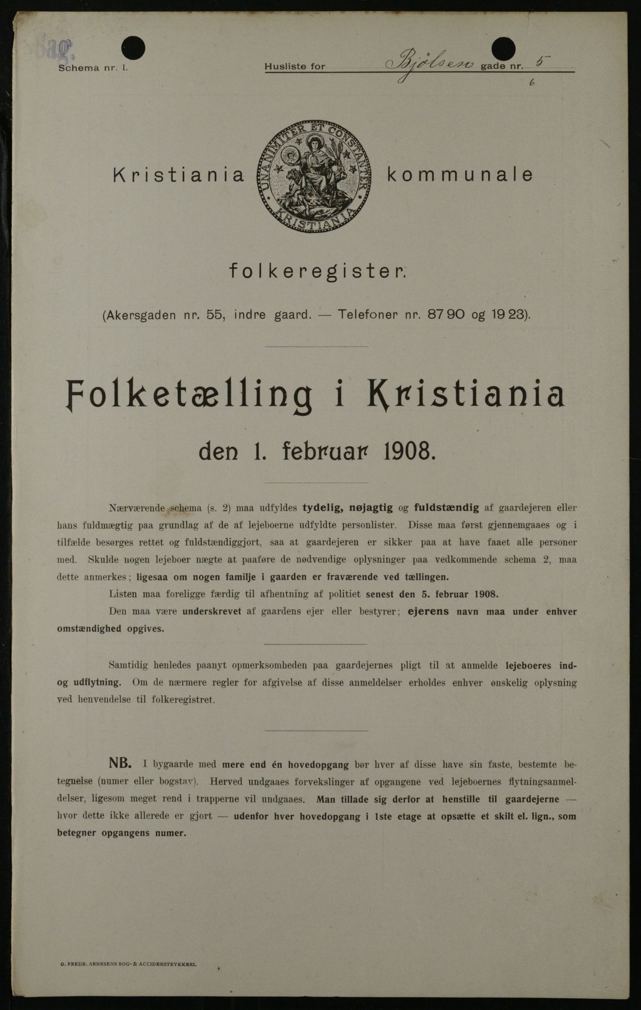 OBA, Municipal Census 1908 for Kristiania, 1908, p. 6323