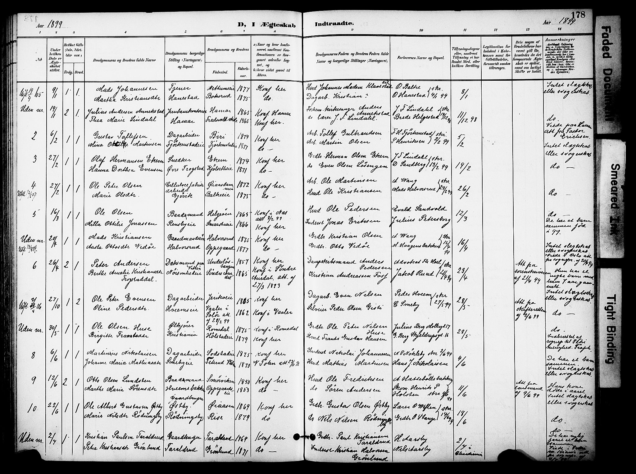 Østre Toten prestekontor, SAH/PREST-104/H/Ha/Haa/L0009: Parish register (official) no. 9, 1897-1913, p. 178