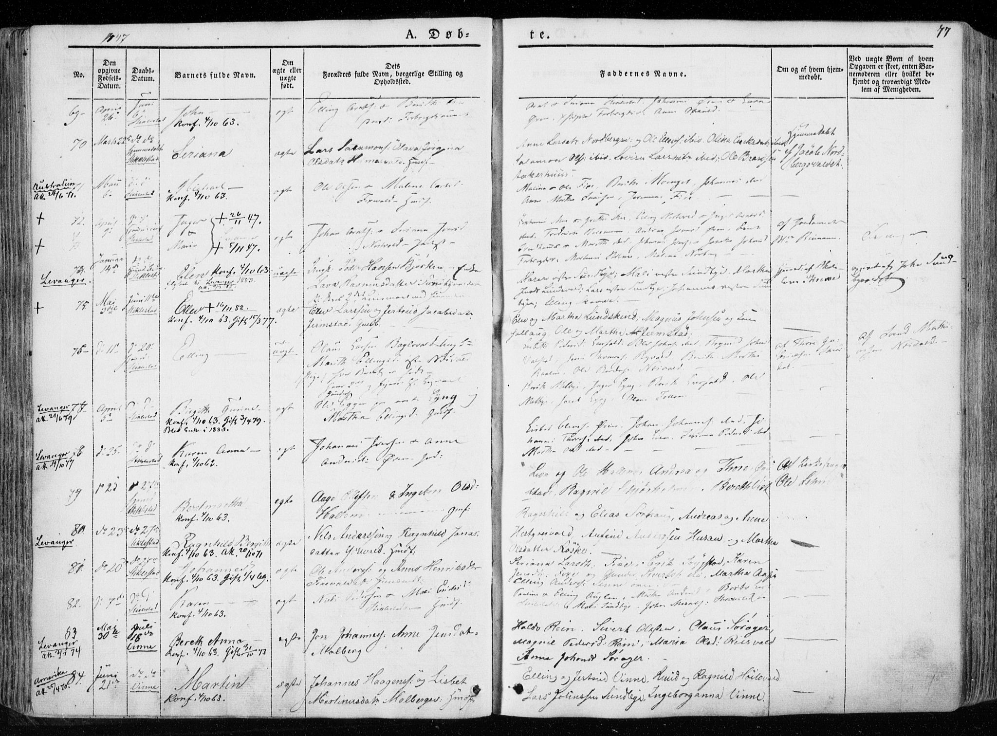 Ministerialprotokoller, klokkerbøker og fødselsregistre - Nord-Trøndelag, SAT/A-1458/723/L0239: Parish register (official) no. 723A08, 1841-1851, p. 77