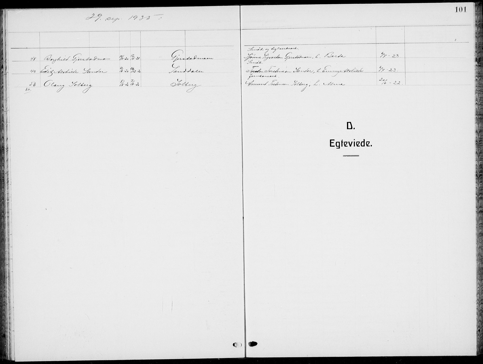 Sør-Odal prestekontor, SAH/PREST-030/H/Ha/Hab/L0011: Parish register (copy) no. 11, 1922-1939, p. 101
