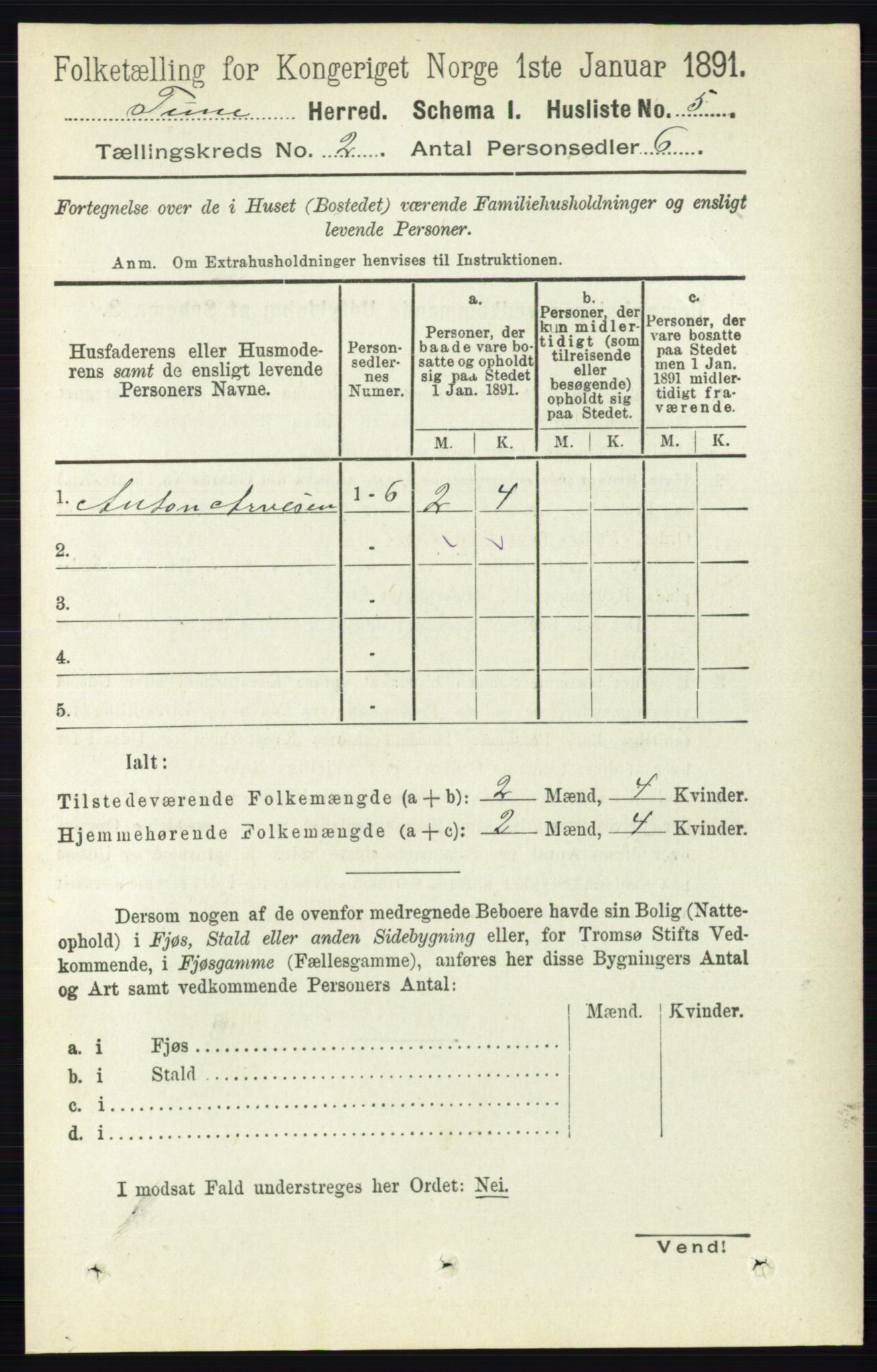 RA, 1891 census for 0130 Tune, 1891, p. 634