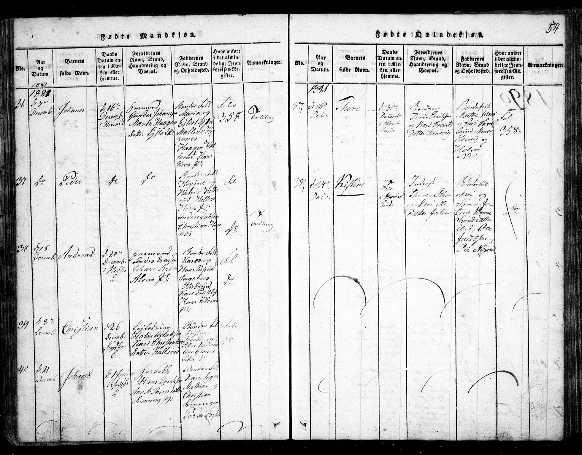 Spydeberg prestekontor Kirkebøker, AV/SAO-A-10924/G/Ga/L0001: Parish register (copy) no. I 1, 1814-1868, p. 54