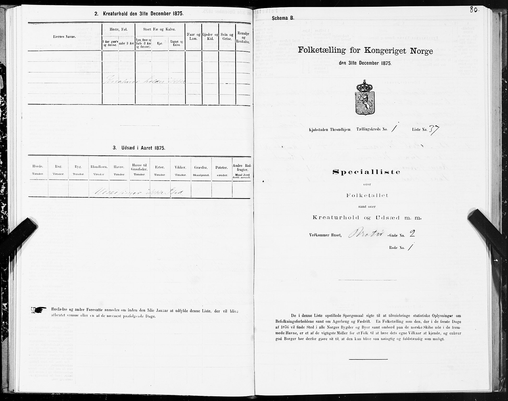 SAT, 1875 census for 1601 Trondheim, 1875, p. 1080