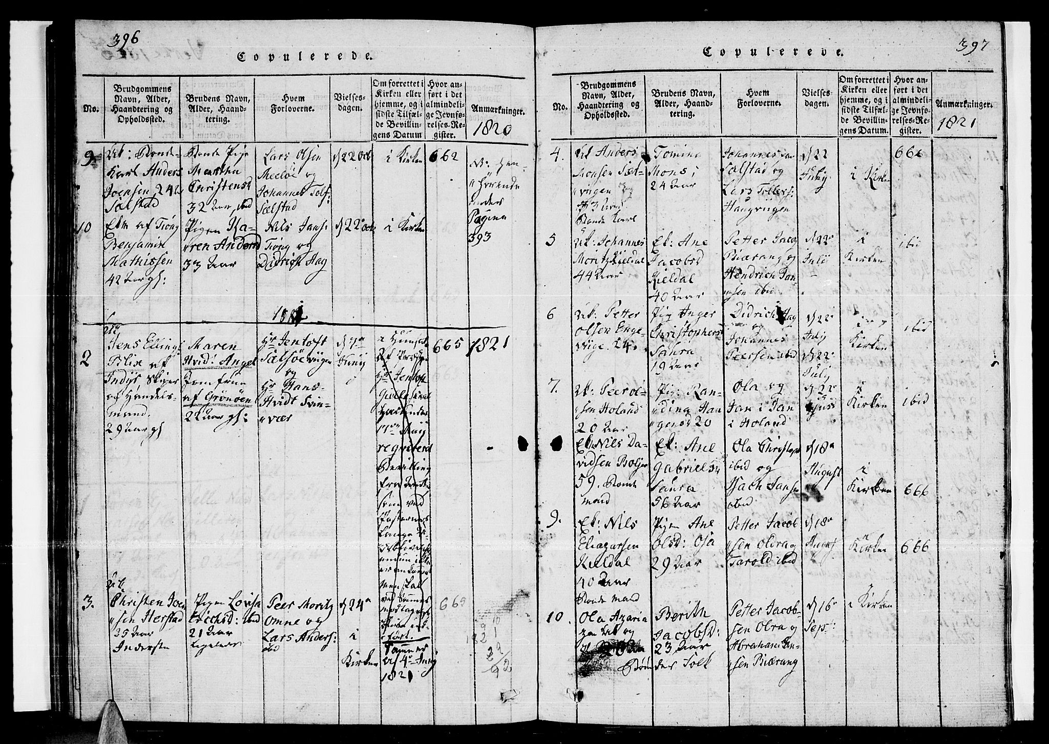 Ministerialprotokoller, klokkerbøker og fødselsregistre - Nordland, SAT/A-1459/841/L0593: Parish register (official) no. 841A04 /2, 1820-1825, p. 396-397