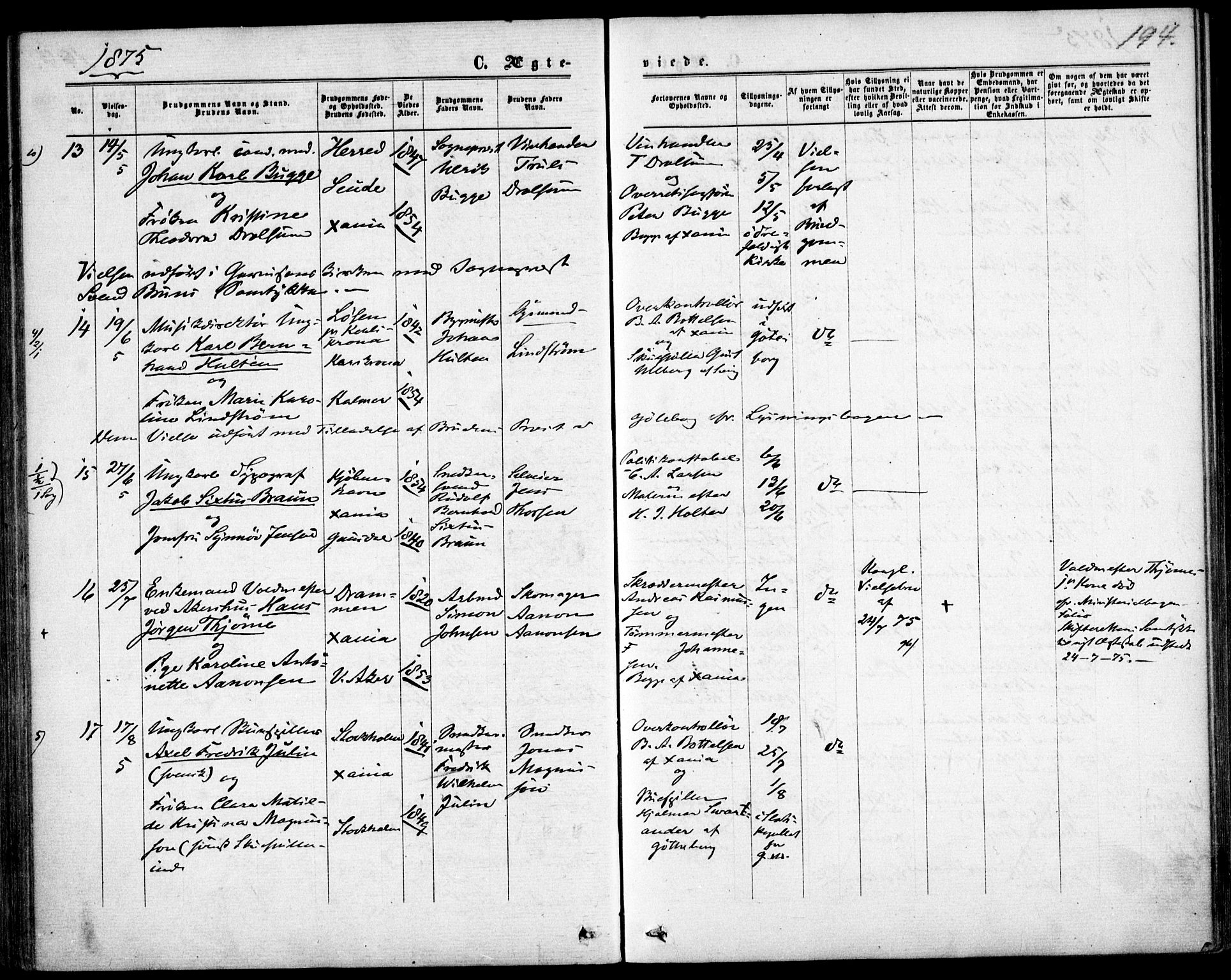 Garnisonsmenigheten Kirkebøker, AV/SAO-A-10846/F/Fa/L0011: Parish register (official) no. 11, 1870-1880, p. 194