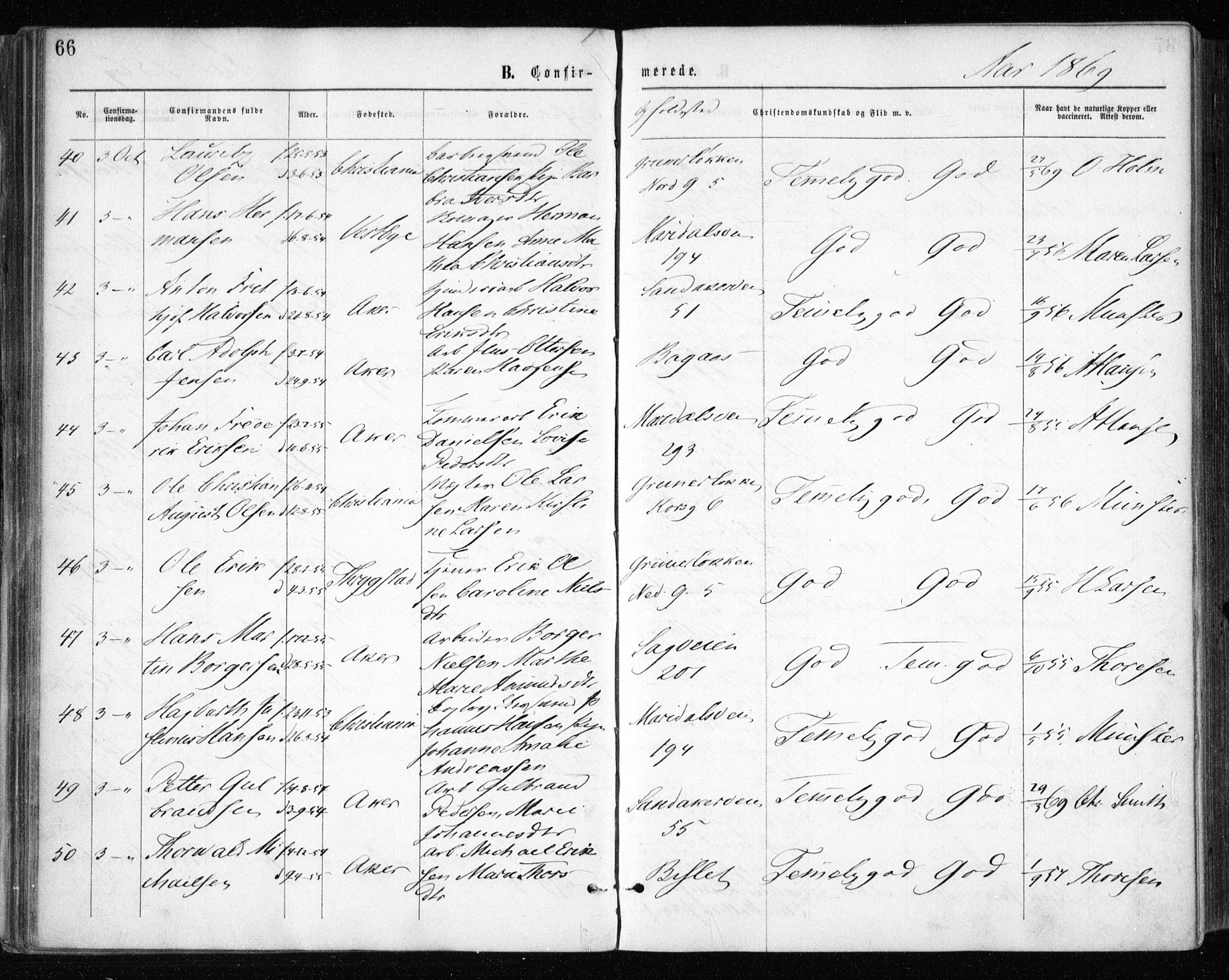 Gamle Aker prestekontor Kirkebøker, AV/SAO-A-10617a/F/L0003: Parish register (official) no. 3, 1865-1873, p. 66