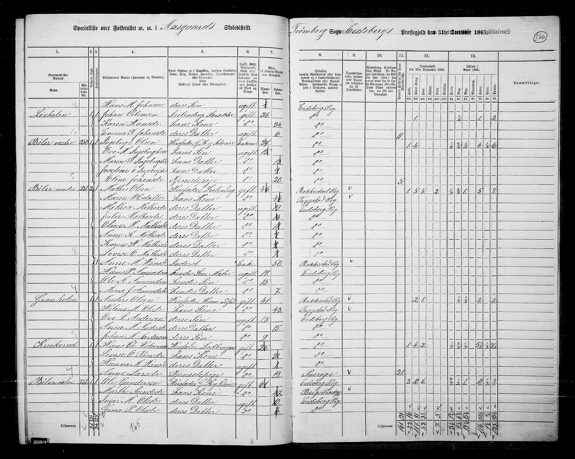 RA, 1865 census for Eidsberg, 1865, p. 242