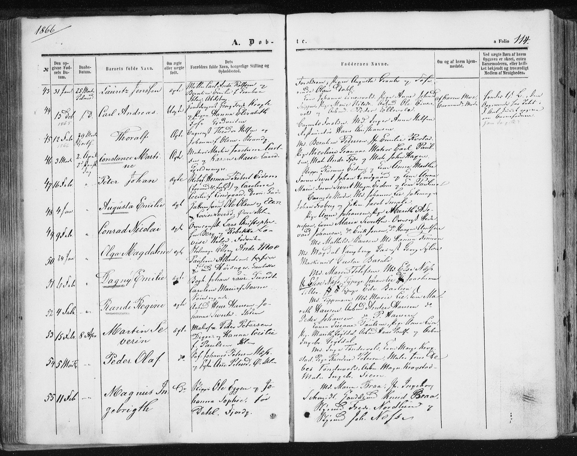 Ministerialprotokoller, klokkerbøker og fødselsregistre - Sør-Trøndelag, AV/SAT-A-1456/602/L0115: Parish register (official) no. 602A13, 1860-1872, p. 114