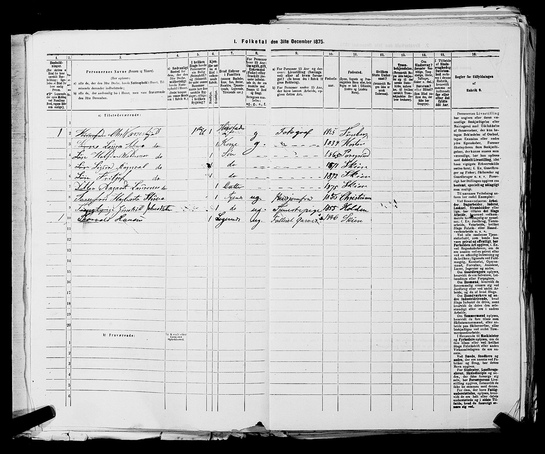 SAKO, 1875 census for 0806P Skien, 1875, p. 33