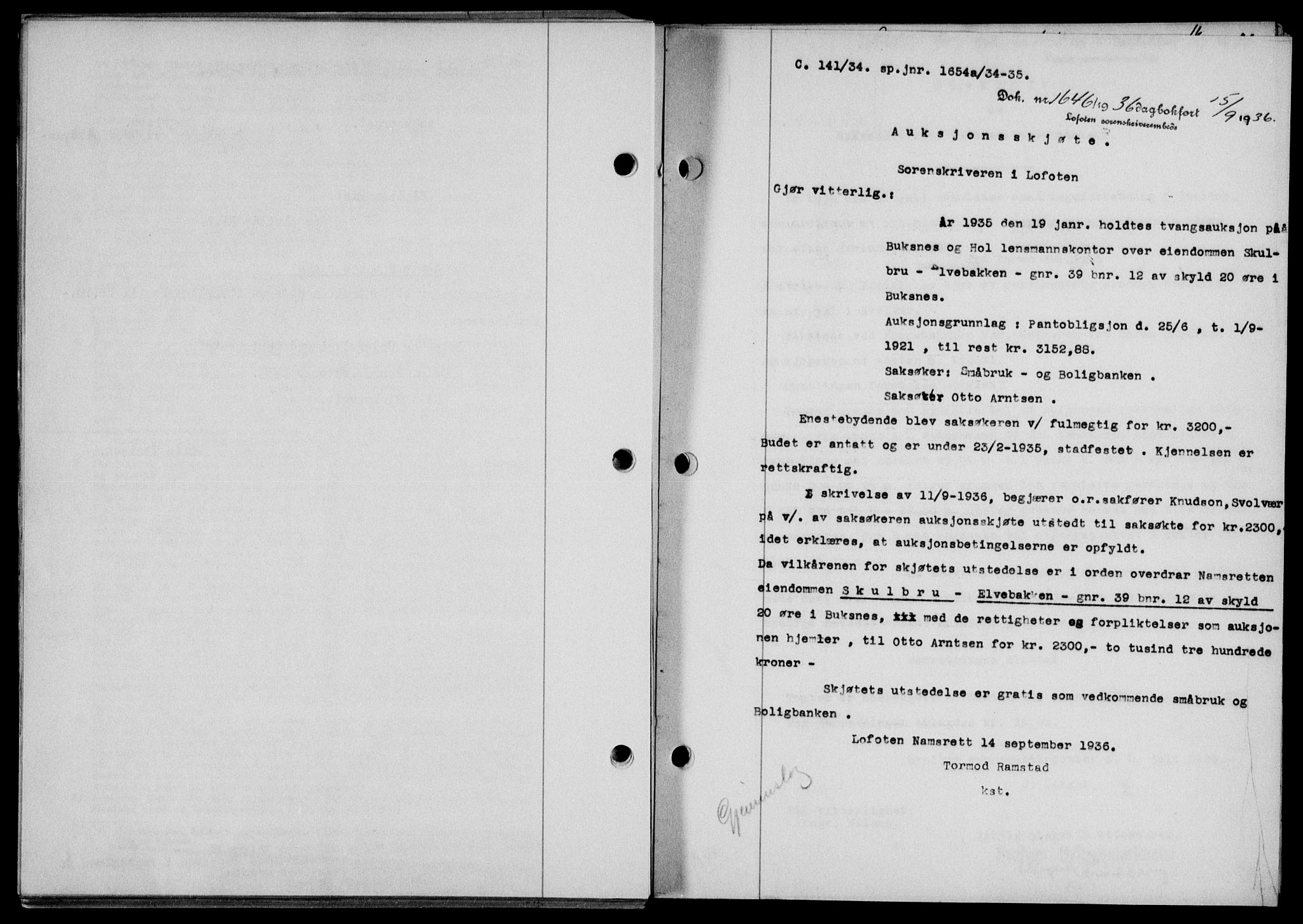 Lofoten sorenskriveri, SAT/A-0017/1/2/2C/L0001a: Mortgage book no. 1a, 1936-1937, Diary no: : 1646/1936