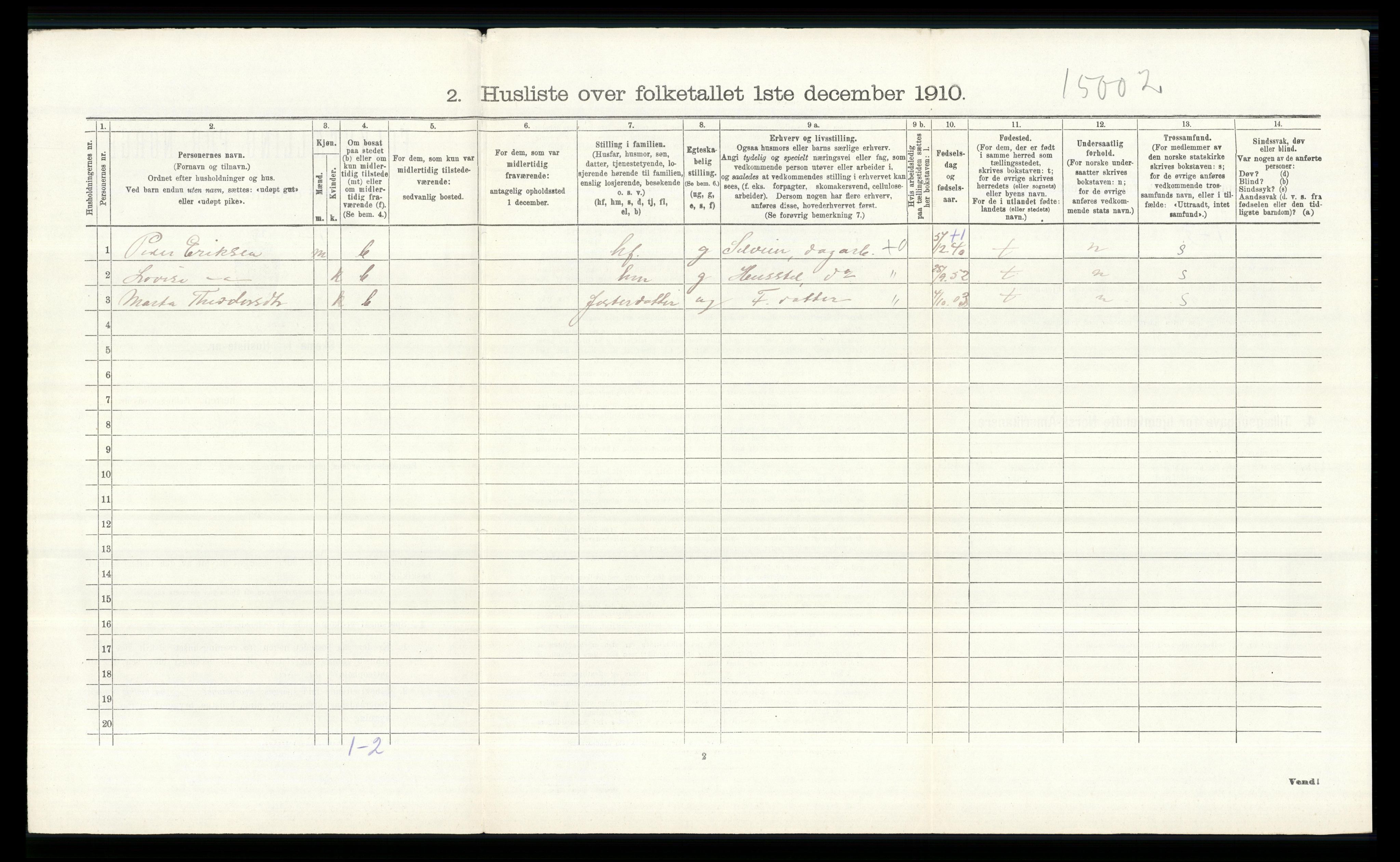 RA, 1910 census for Vang, 1910, p. 2004