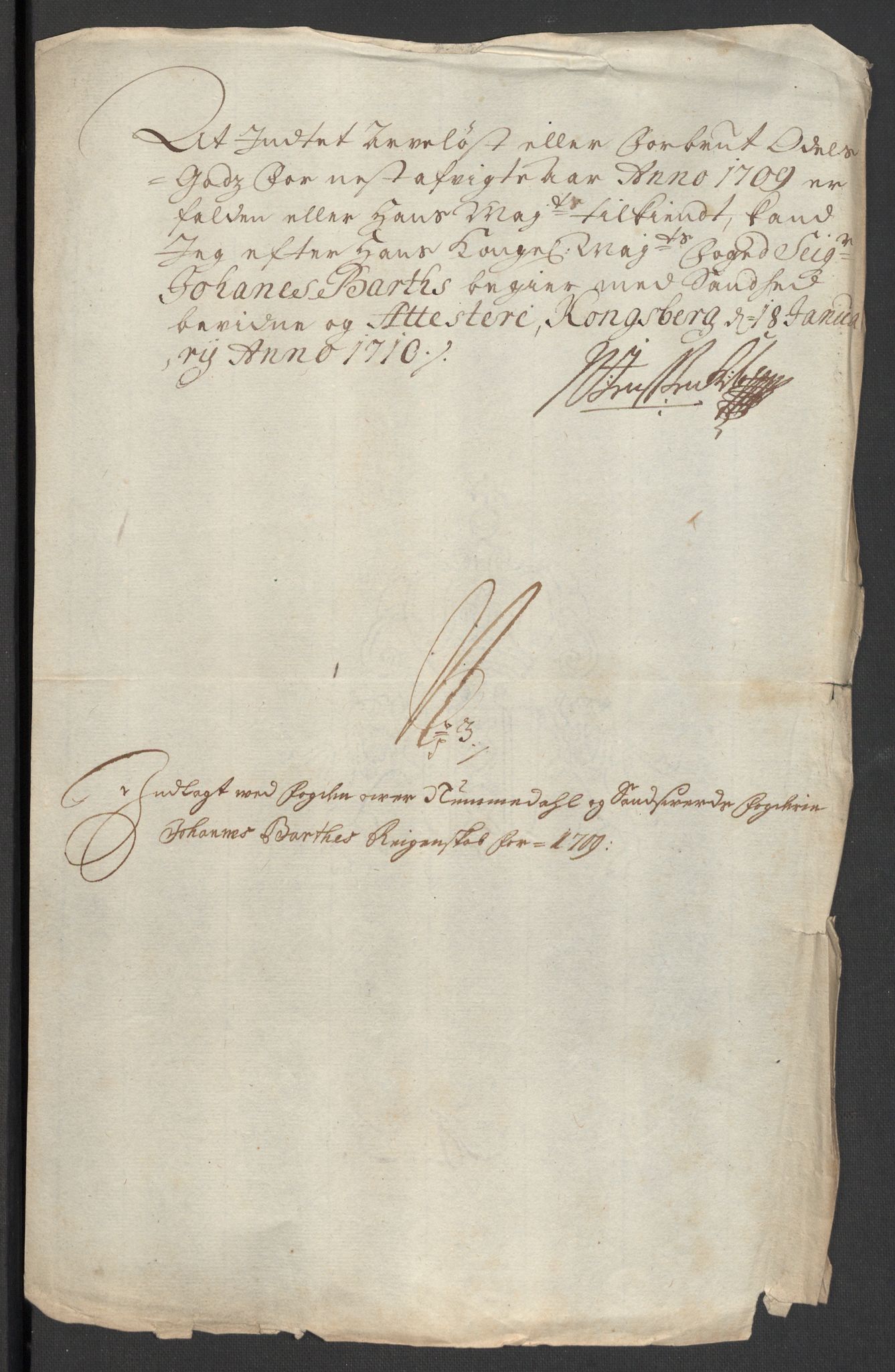 Rentekammeret inntil 1814, Reviderte regnskaper, Fogderegnskap, RA/EA-4092/R24/L1585: Fogderegnskap Numedal og Sandsvær, 1709-1710, p. 36