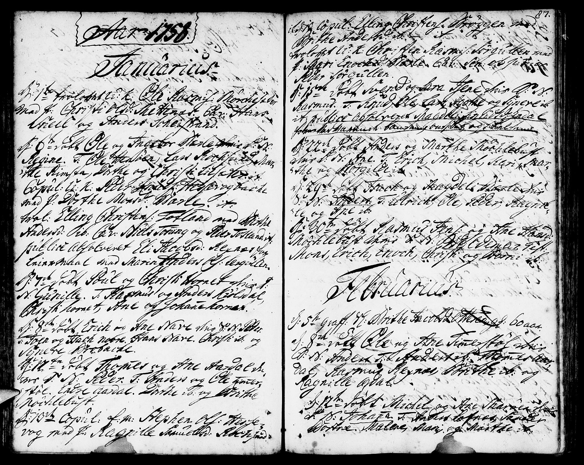 Davik sokneprestembete, SAB/A-79701/H/Haa/Haaa/L0002: Parish register (official) no. A 2, 1742-1816, p. 87
