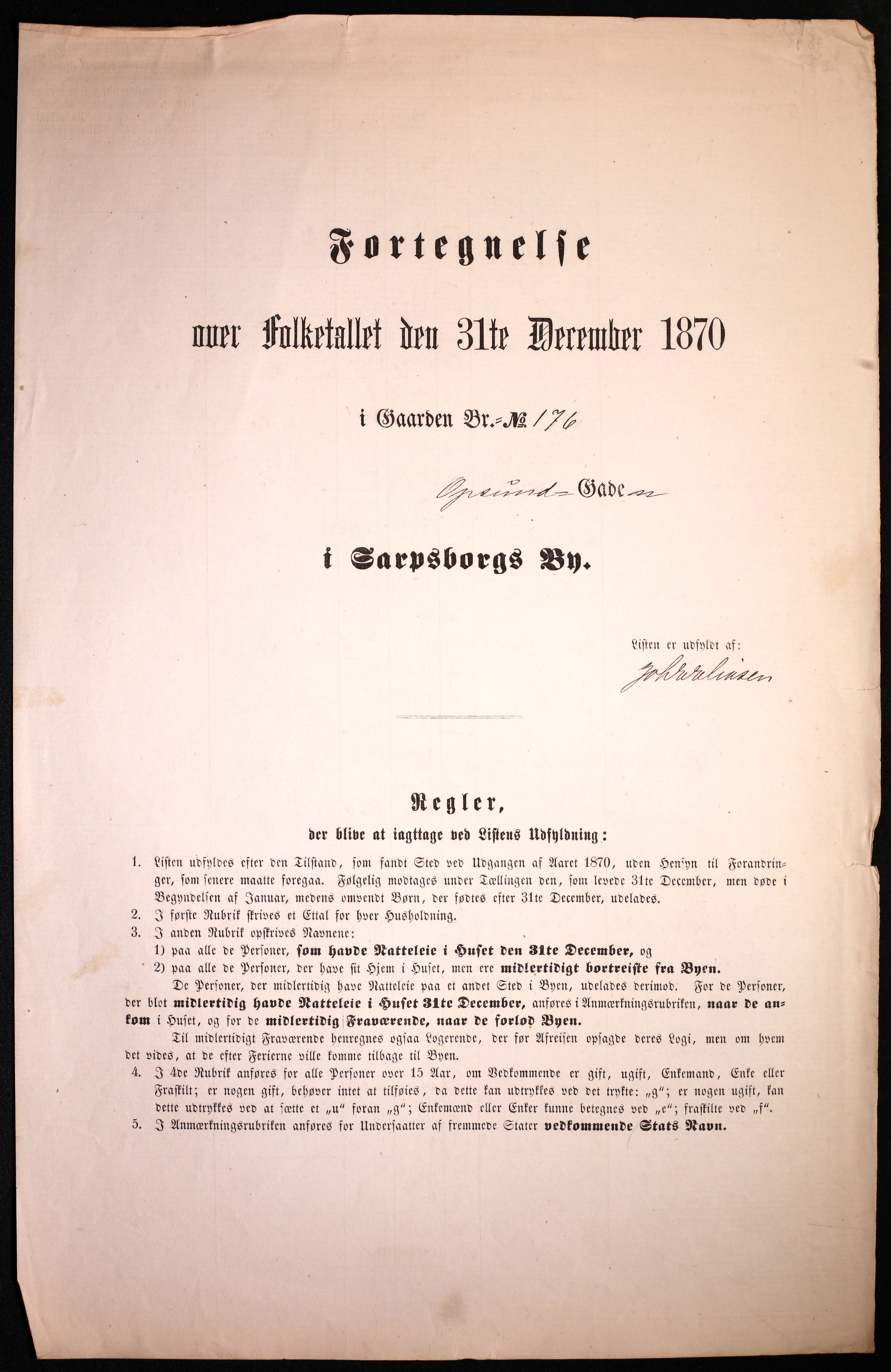 RA, 1870 census for 0102 Sarpsborg, 1870, p. 541