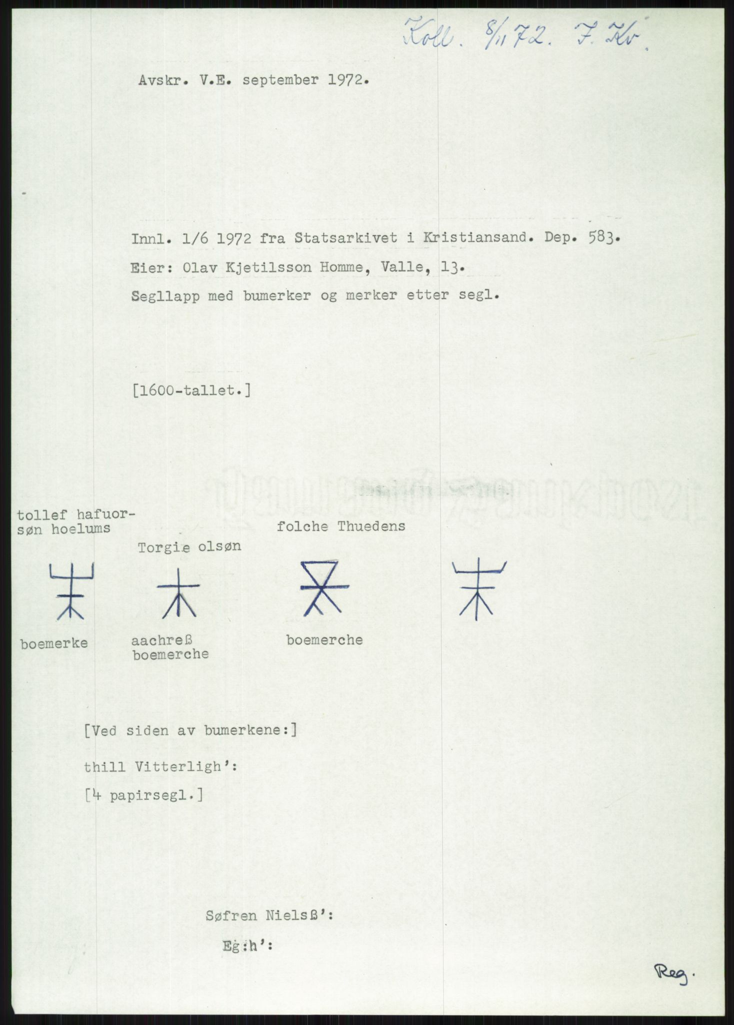 Samlinger til kildeutgivelse, Diplomavskriftsamlingen, AV/RA-EA-4053/H/Ha, p. 2518