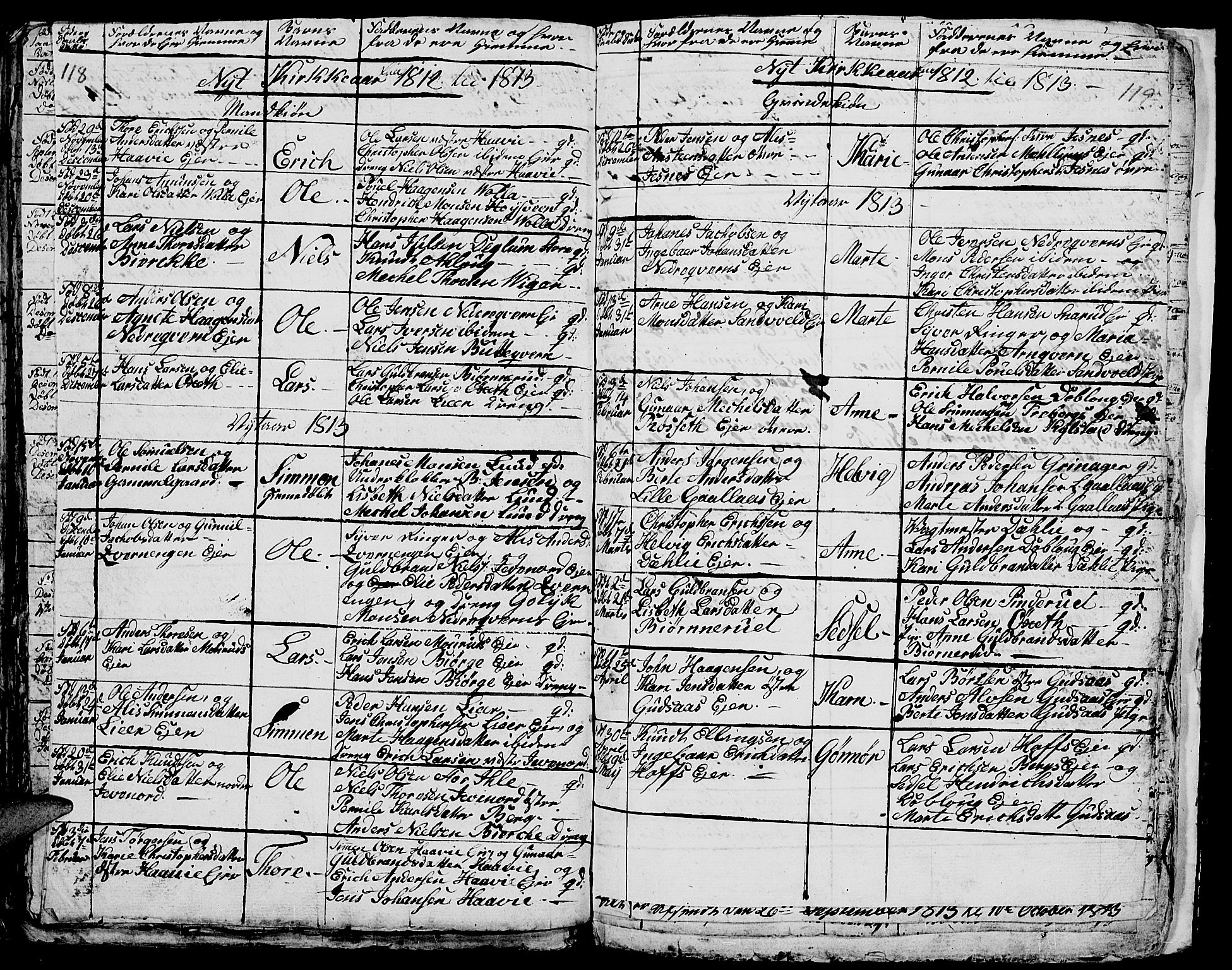 Vang prestekontor, Hedmark, AV/SAH-PREST-008/H/Ha/Hab/L0001: Parish register (copy) no. 1, 1792-1814, p. 118-119