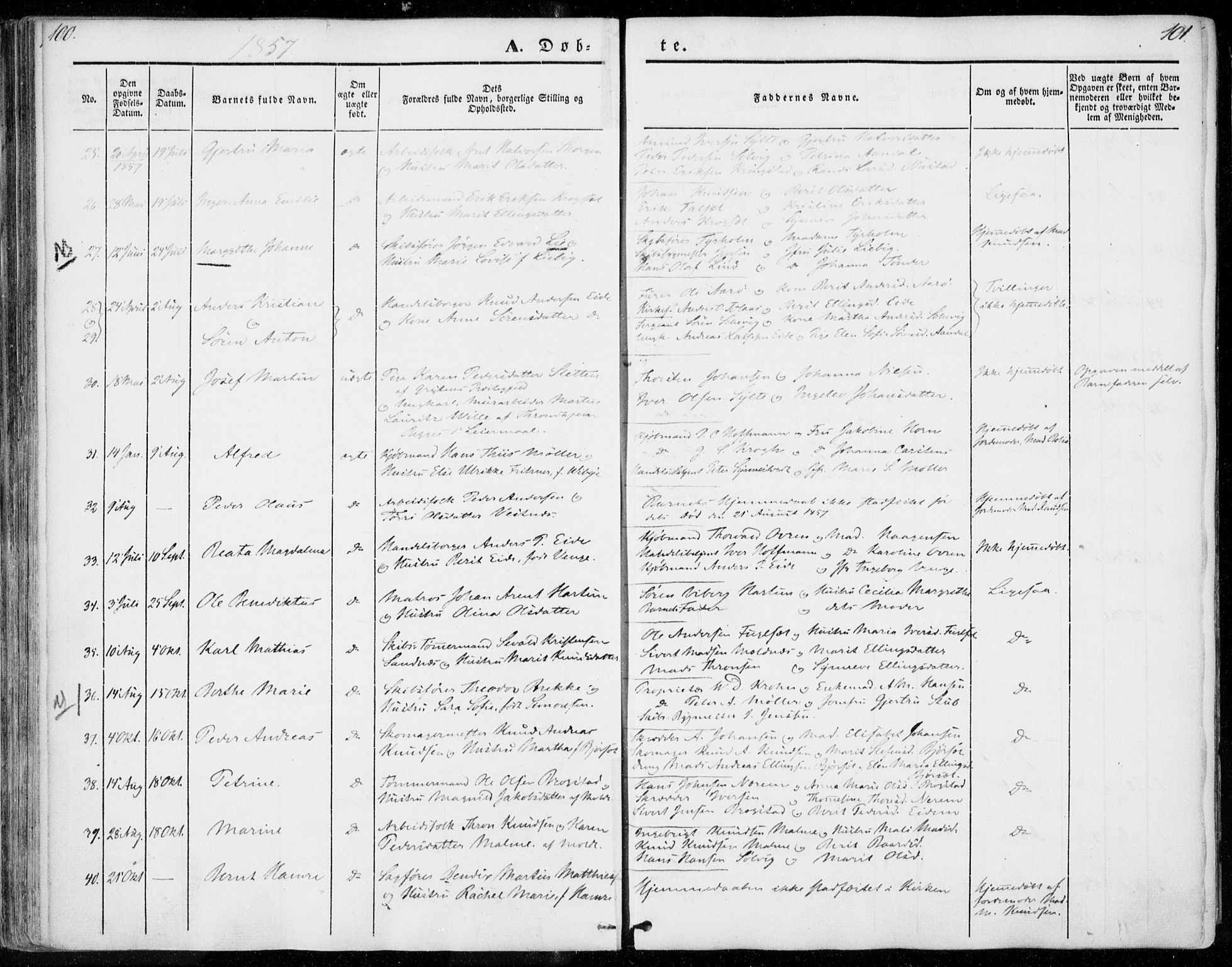 Ministerialprotokoller, klokkerbøker og fødselsregistre - Møre og Romsdal, SAT/A-1454/558/L0689: Parish register (official) no. 558A03, 1843-1872, p. 100-101