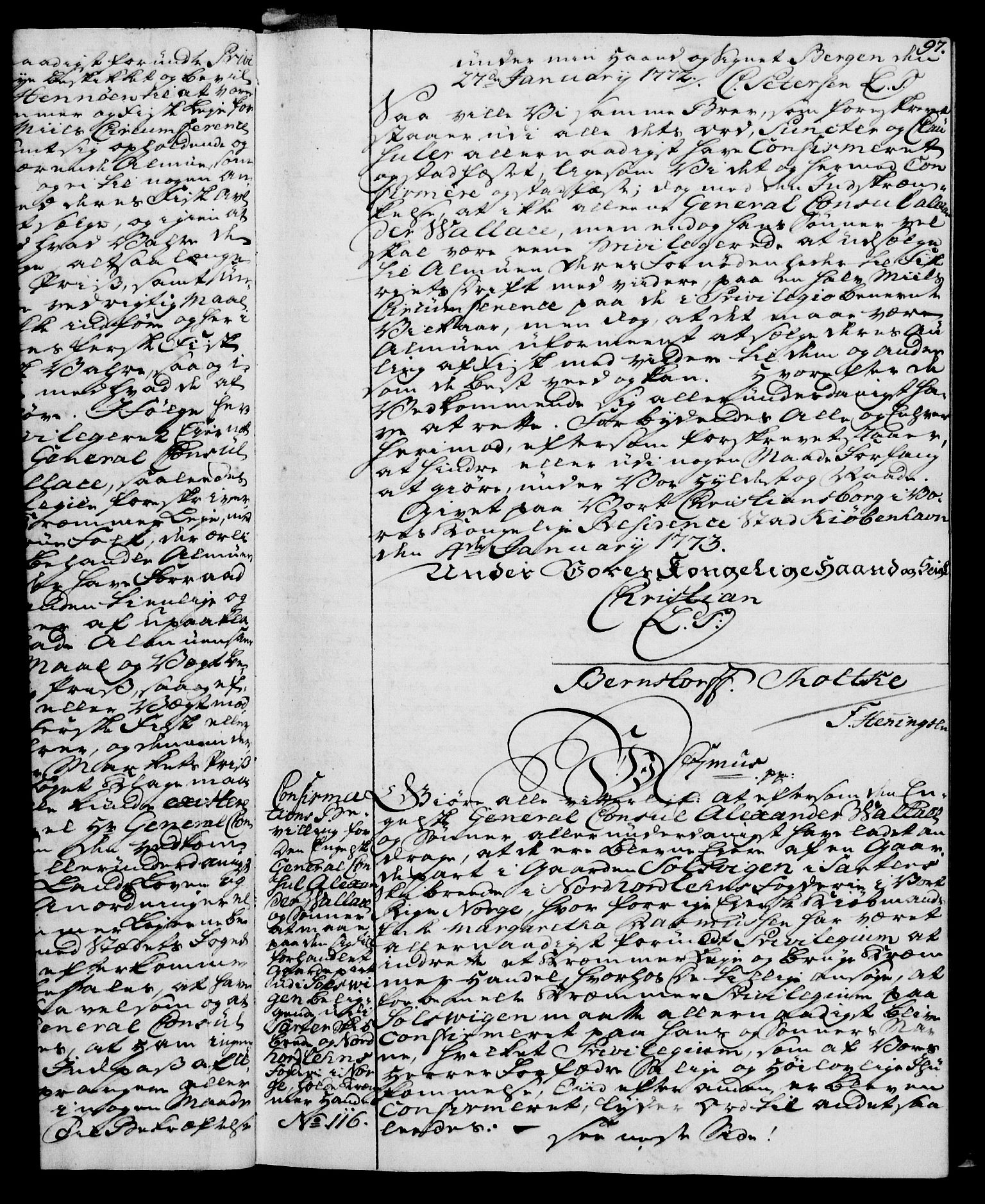 Rentekammeret, Kammerkanselliet, AV/RA-EA-3111/G/Gg/Gga/L0009: Norsk ekspedisjonsprotokoll med register (merket RK 53.9), 1771-1773, p. 97