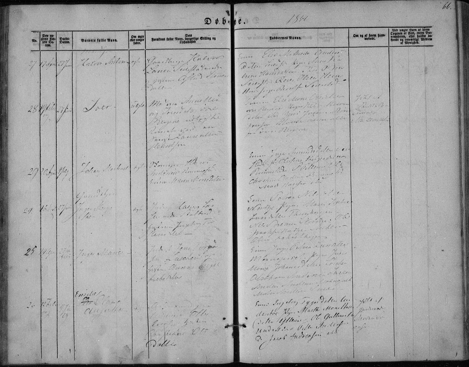 Hedrum kirkebøker, AV/SAKO-A-344/F/Fa/L0006: Parish register (official) no. I 6, 1849-1857, p. 66