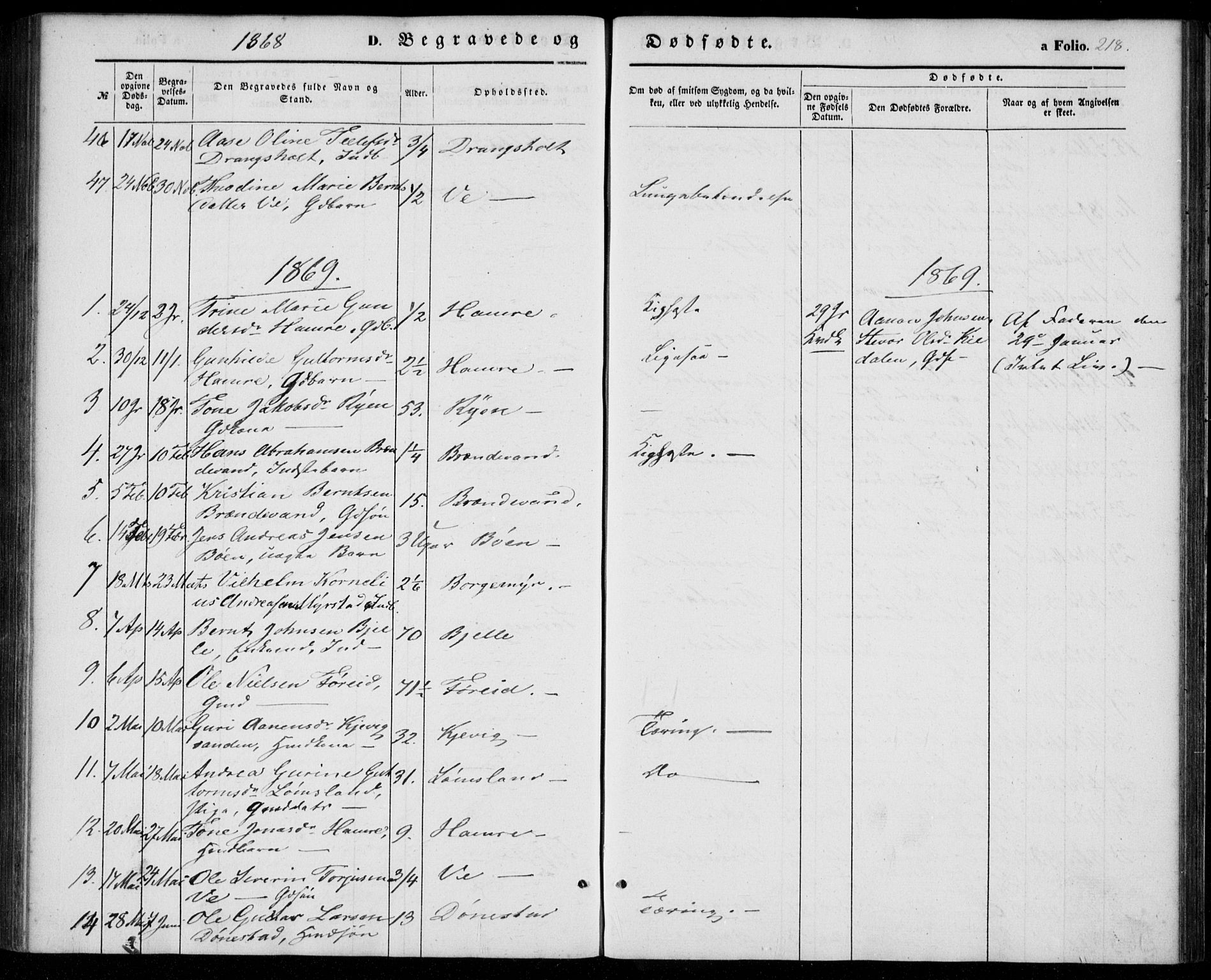 Tveit sokneprestkontor, AV/SAK-1111-0043/F/Fa/L0005: Parish register (official) no. A 5, 1853-1871, p. 218