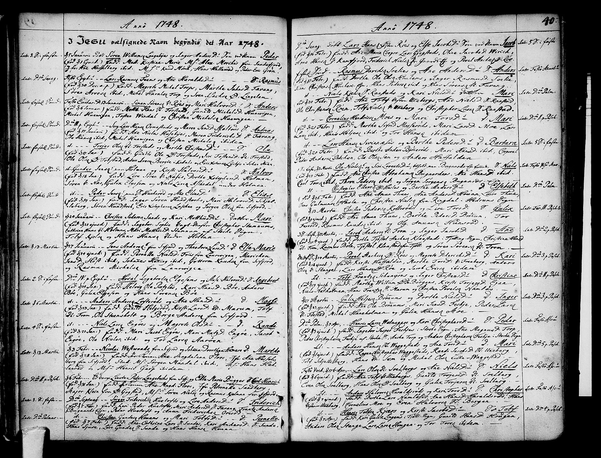 Sandar kirkebøker, SAKO/A-243/F/Fa/L0002: Parish register (official) no. 2, 1733-1788, p. 40