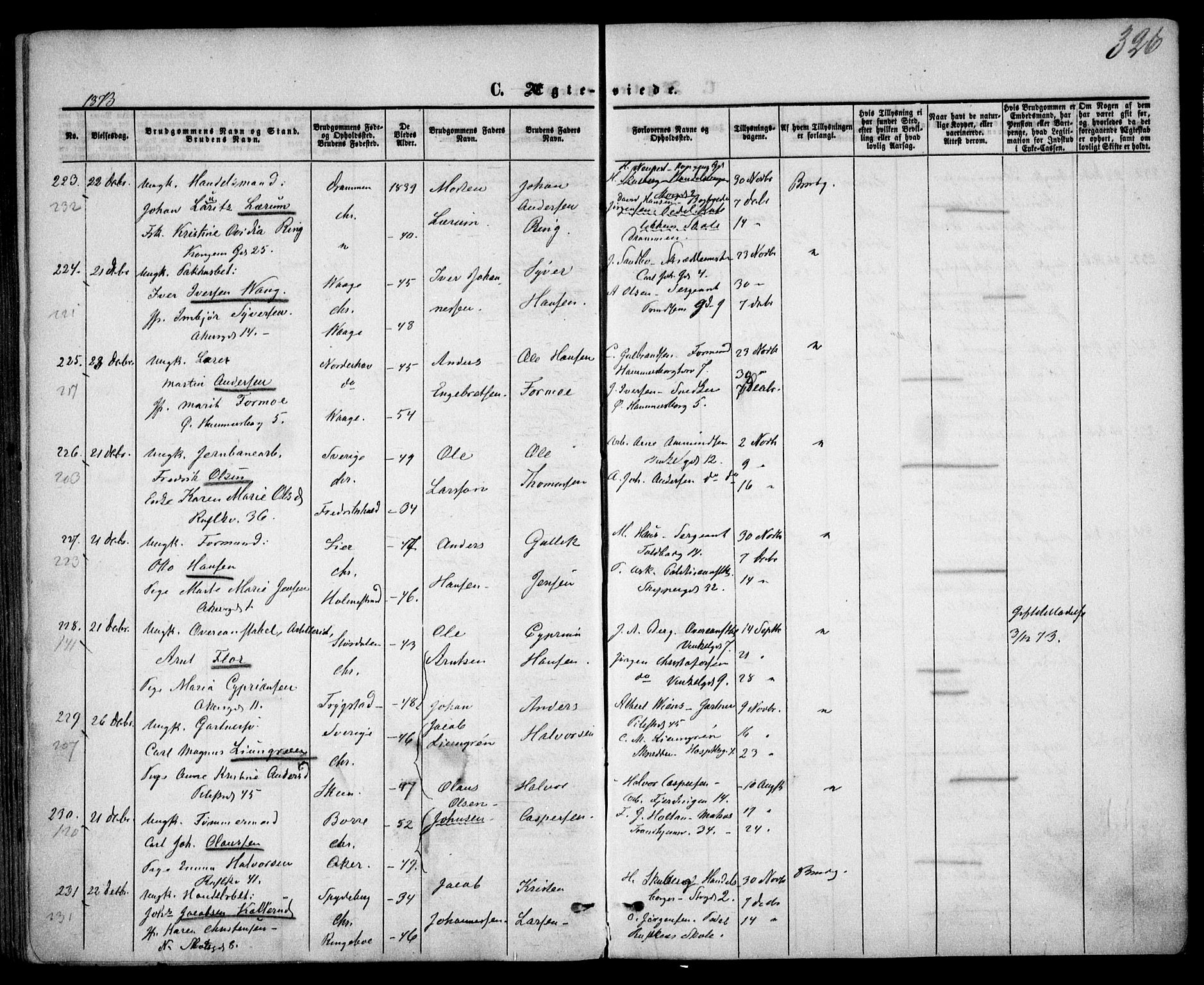 Trefoldighet prestekontor Kirkebøker, SAO/A-10882/F/Fc/L0001: Parish register (official) no. III 1, 1858-1874, p. 326