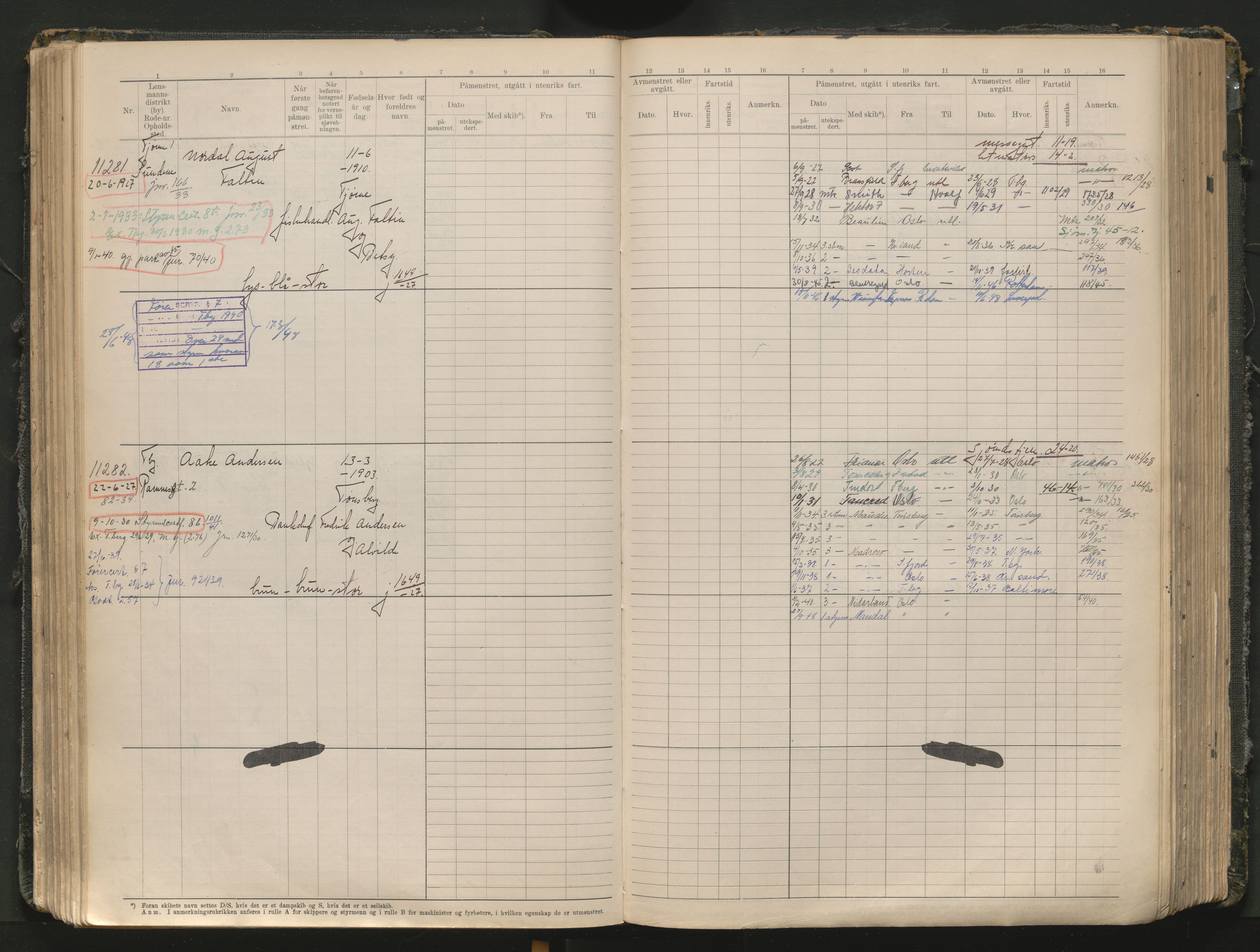 Tønsberg innrulleringskontor, AV/SAKO-A-786/F/Fc/Fcb/L0012: Hovedrulle Patent nr. 10828-12216, 1925-1948