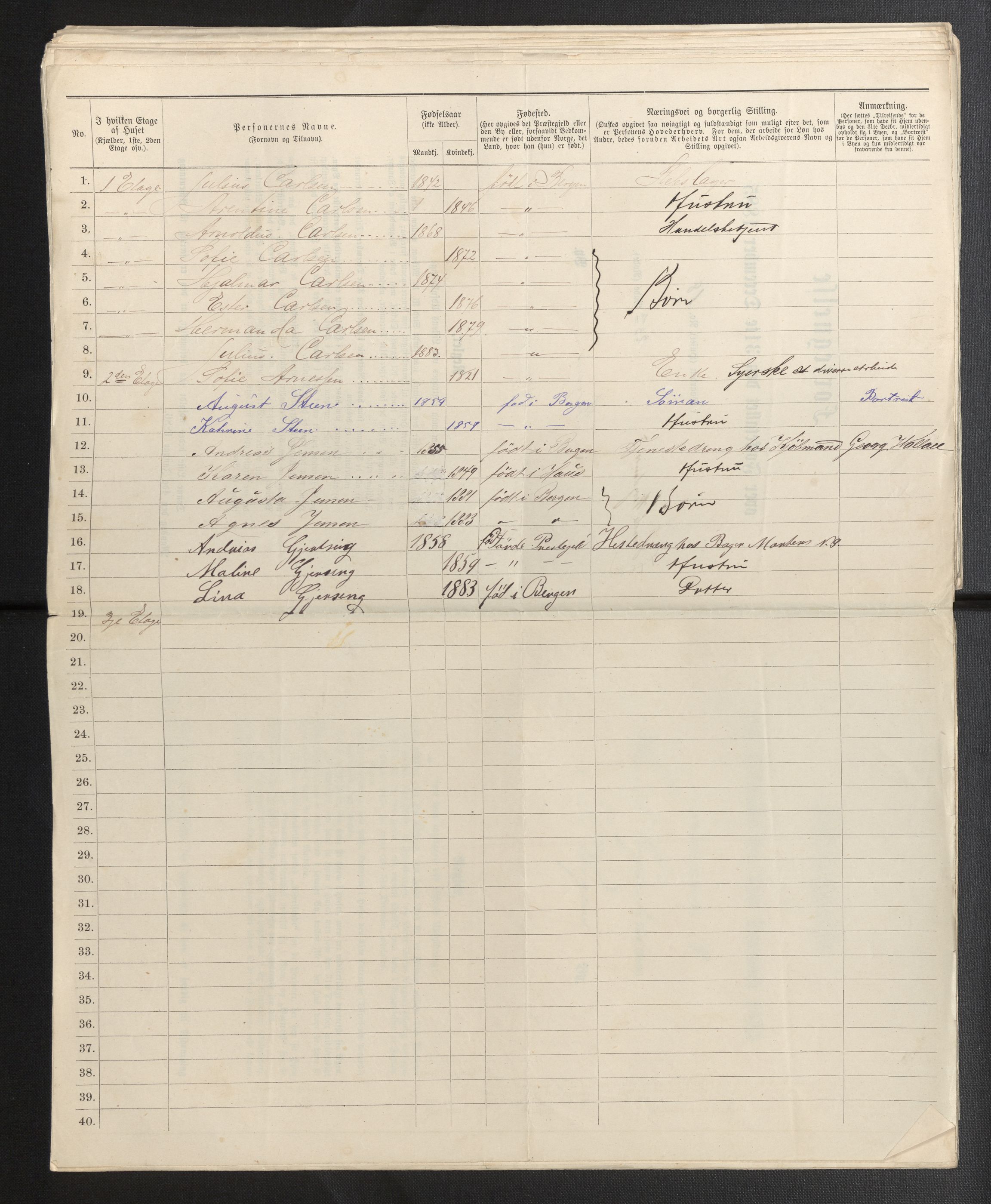 SAB, 1885 census for 1301 Bergen, 1885, p. 2110