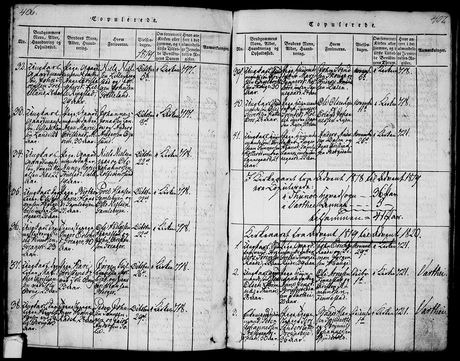 Tune prestekontor Kirkebøker, SAO/A-2007/F/Fa/L0005: Parish register (official) no. 5, 1815-1823, p. 406-407