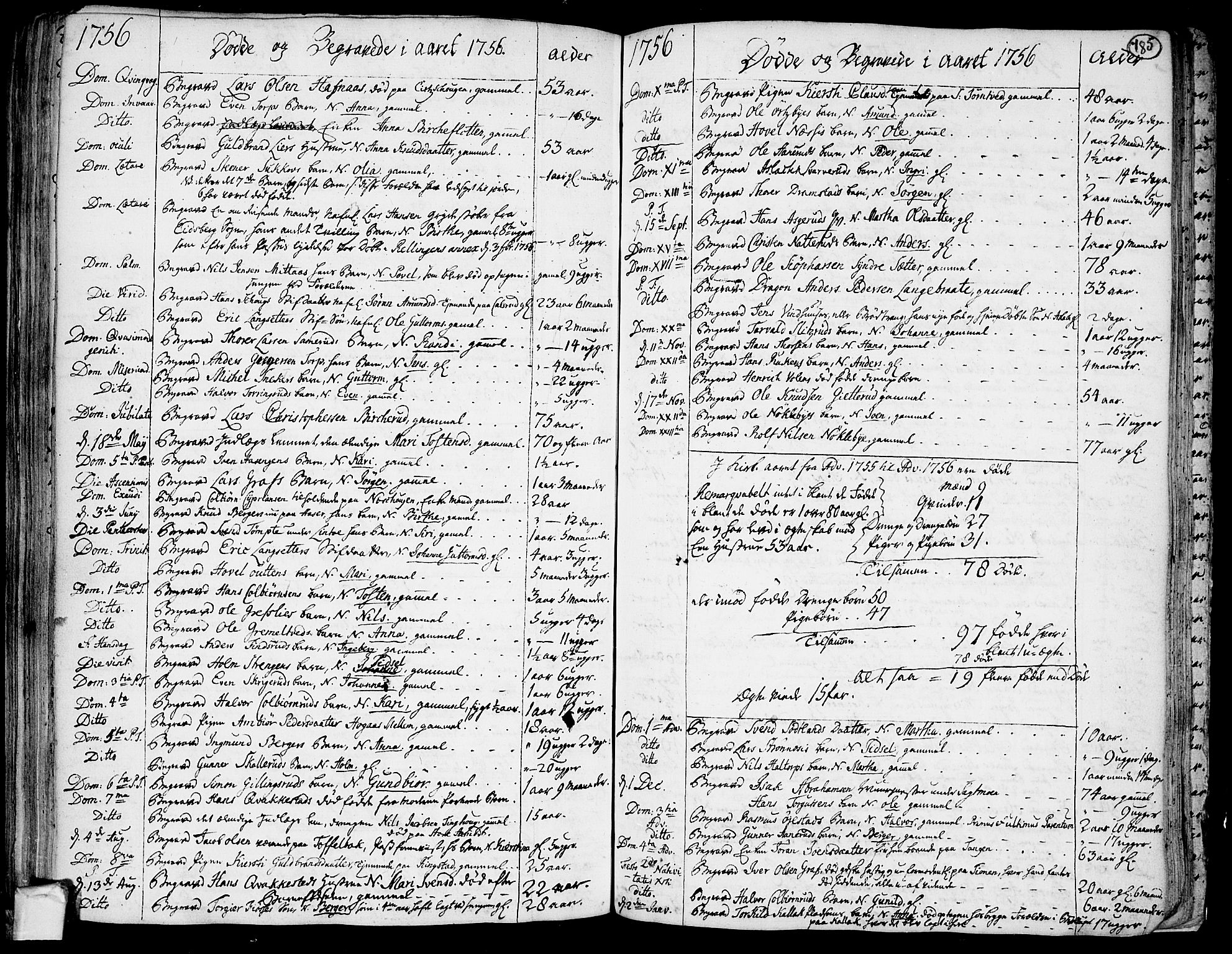 Trøgstad prestekontor Kirkebøker, SAO/A-10925/F/Fa/L0004: Parish register (official) no. I 4, 1750-1784, p. 185