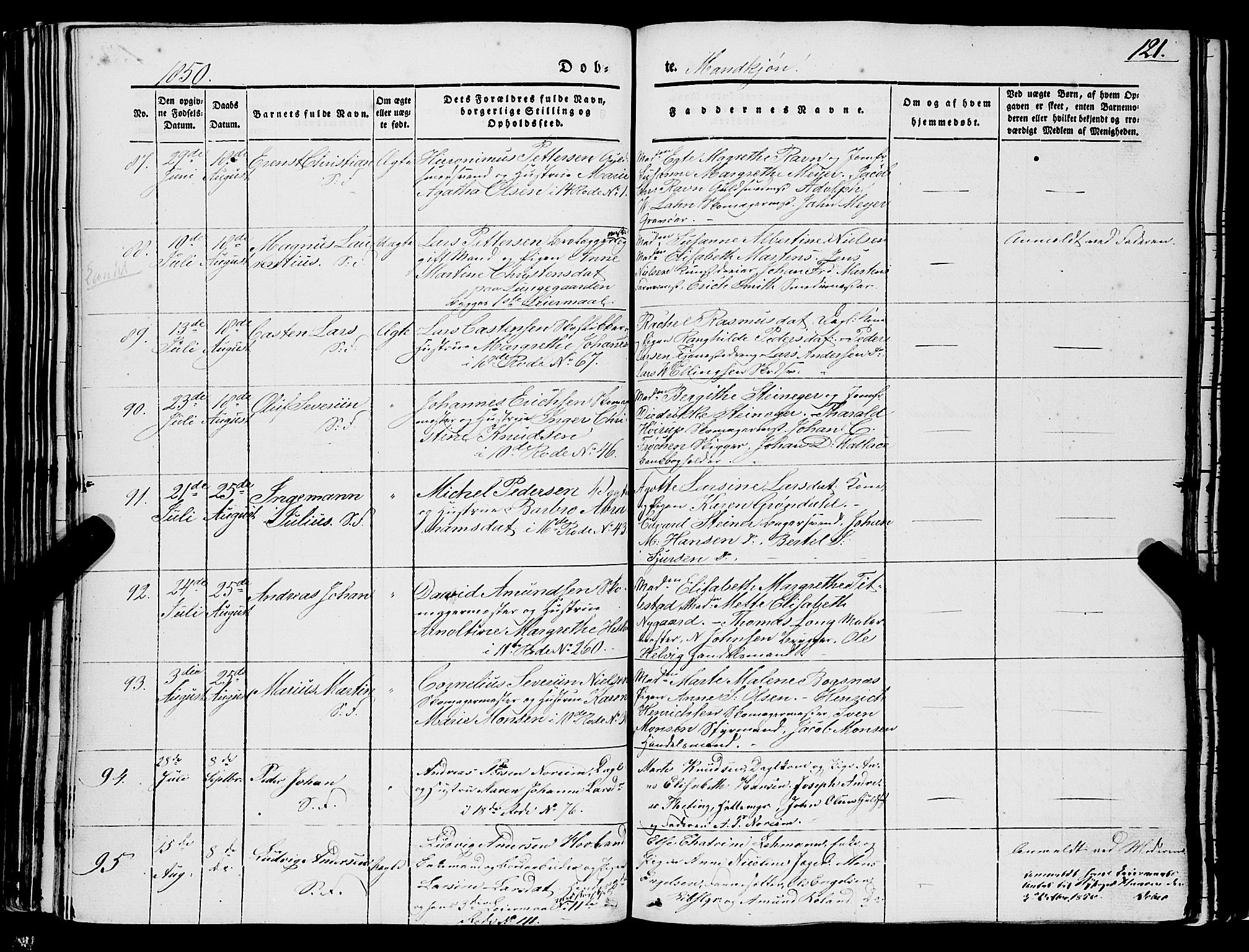 Domkirken sokneprestembete, SAB/A-74801/H/Haa/L0019: Parish register (official) no. B 2, 1841-1851, p. 121